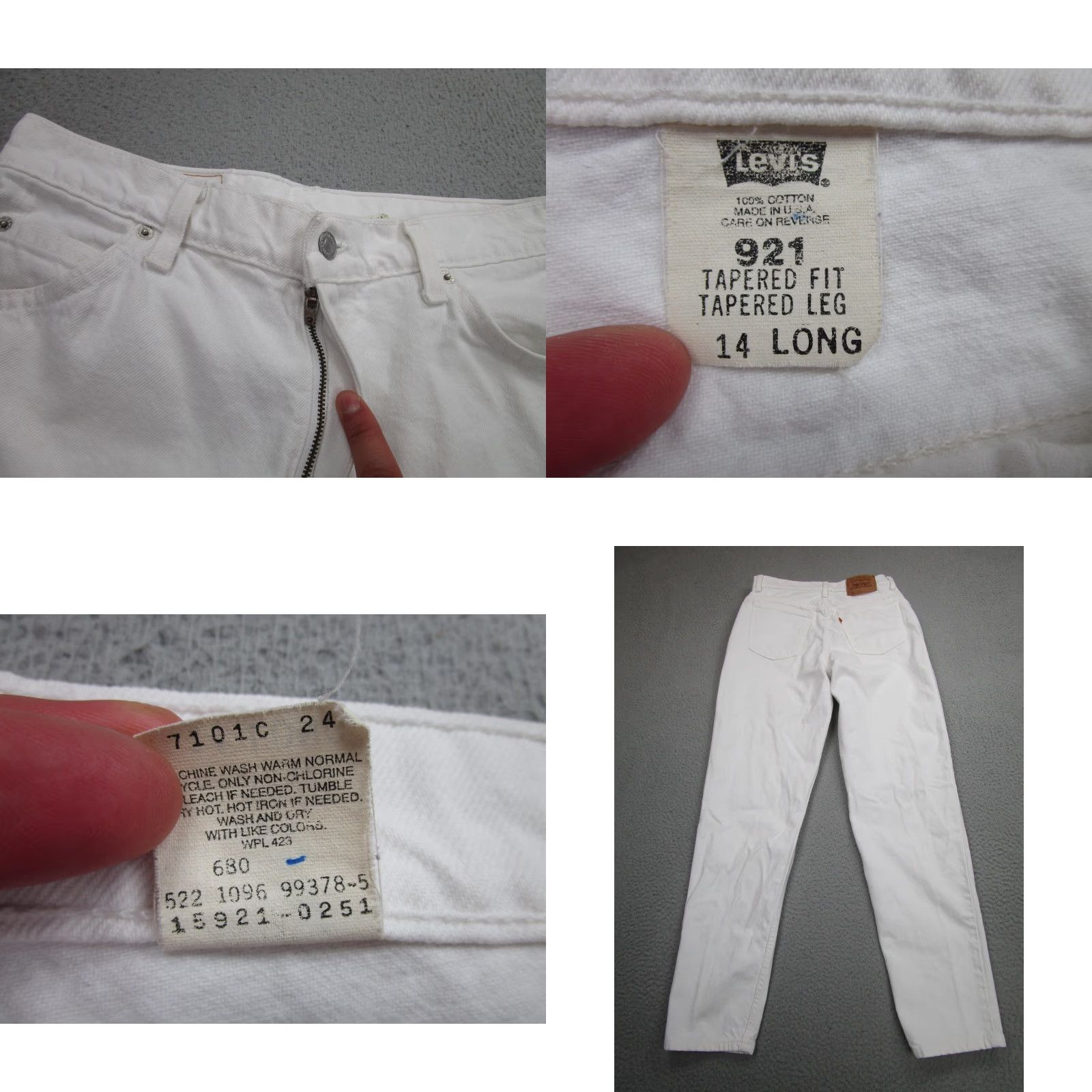 Levi's VINTAGE Levi's 921 Jeans Womens 14 Long White Tapered Made USA 90s Orange Tab Size 36" / US 14 / IT 50 - 8 Thumbnail
