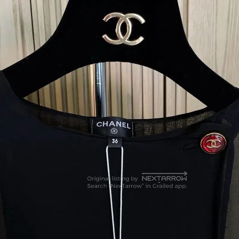 Chanel Chanel Short Sleeve Black Silk Blouse for Women . Size S / US 4 / IT 40 - 7 Thumbnail