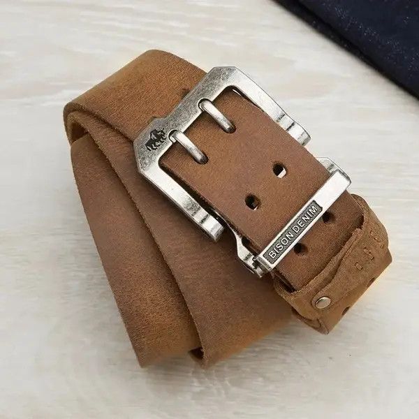 Japanese Brand × Vintage 120cm Length Bison Spilt Genuine Leather Belt Size ONE SIZE - 2 Thumbnail