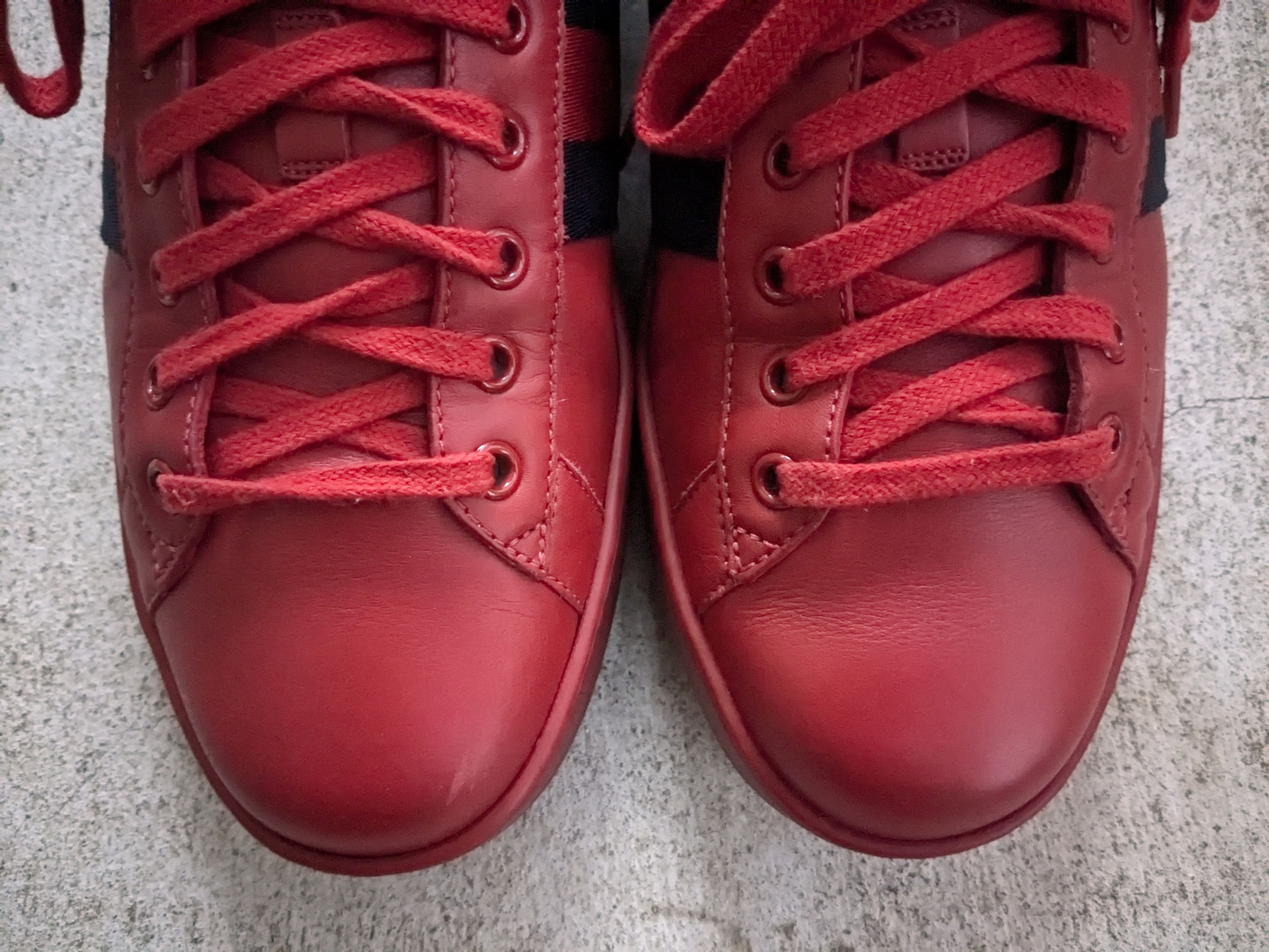 Gucci Gucci Ace Sneakers Red Bee 9.5 Leather Low Tops Size US 9.5 / EU 42-43 - 5 Thumbnail