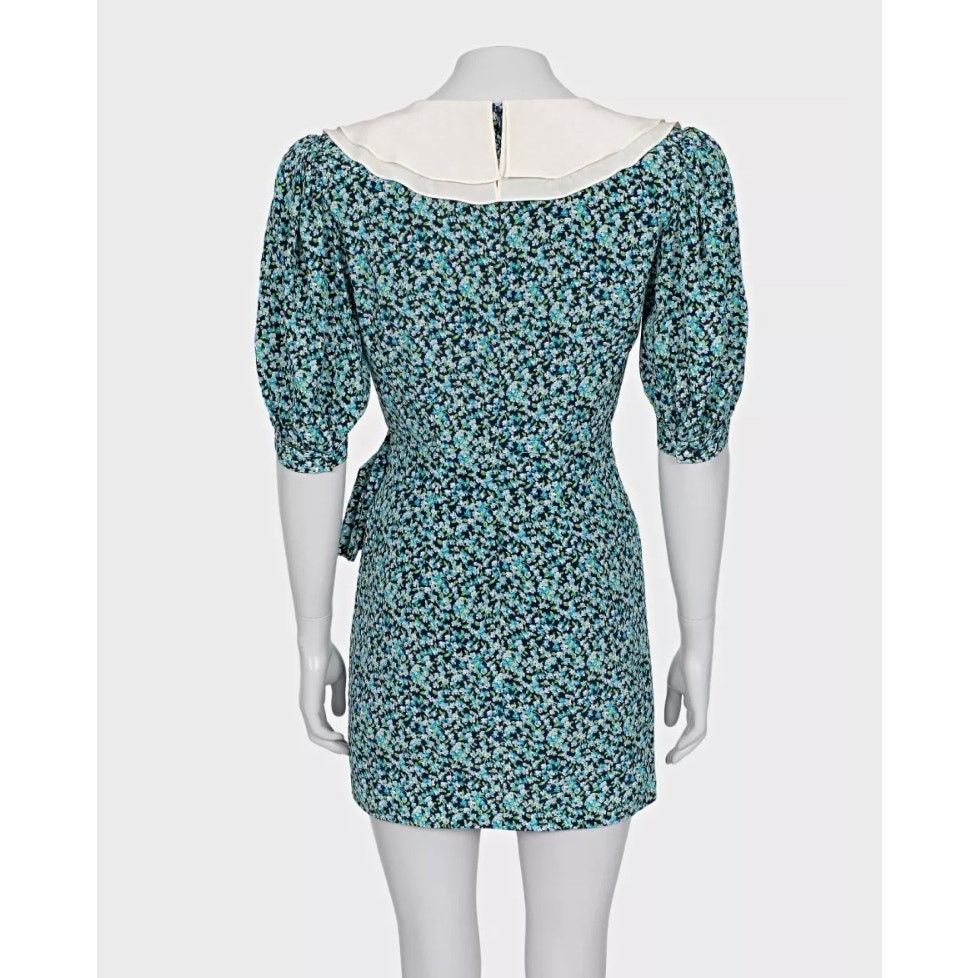 Alessandra Rich Alessandra Rich Blue Floral Silk Dress Sz.40 Size S / US 4 / IT 40 - 3 Thumbnail