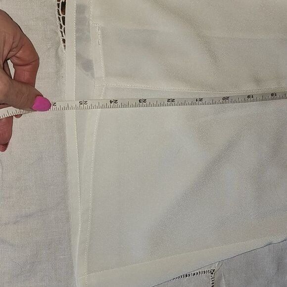 Vintage Breckenridge Ivory Sheer Button Down Long Sleeve Collared Sz Size L / US 10 / IT 46 - 9 Thumbnail