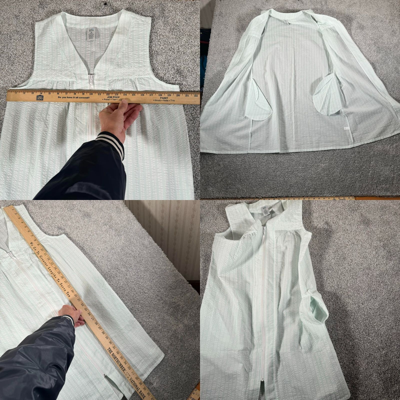 Croft & Barrow VINTAGE Croft & Barrow Gown Nightgown House Coat Seersucker Embroidered Full Zip Medium Green Women Size ONE SIZE - 8 Thumbnail