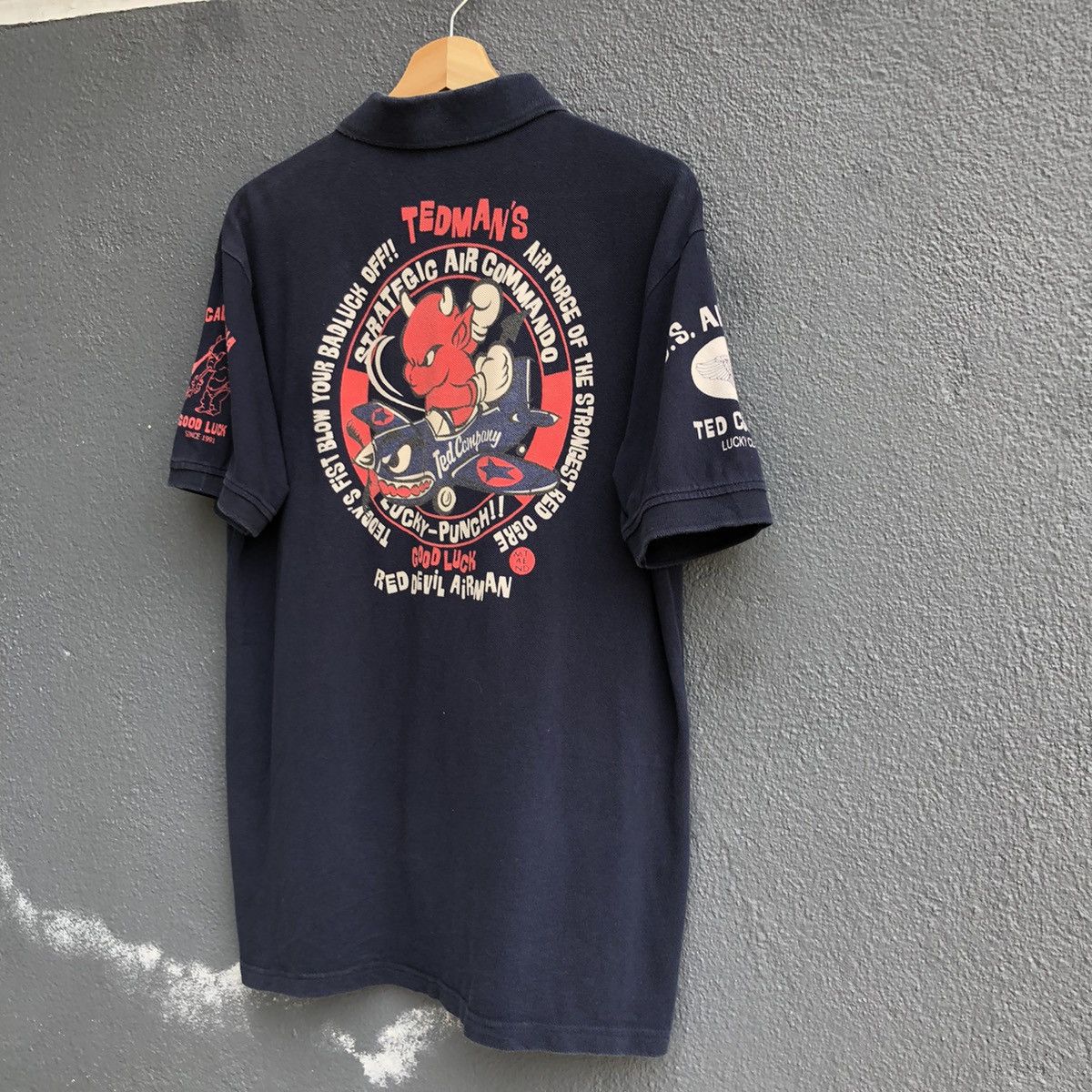Japanese Brand TED COMPANY Red Devil Airman Polo Tshirt Size US L / EU 52-54 / 3 - 2 Thumbnail