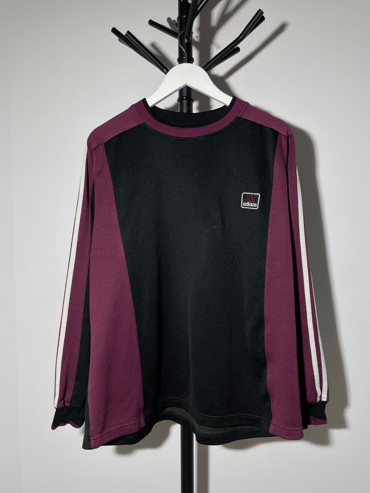 Pre-owned Adidas X Vintage Adidas Vintage Y2k Hype Streetwear Style Oversize Sweatshirt In Black