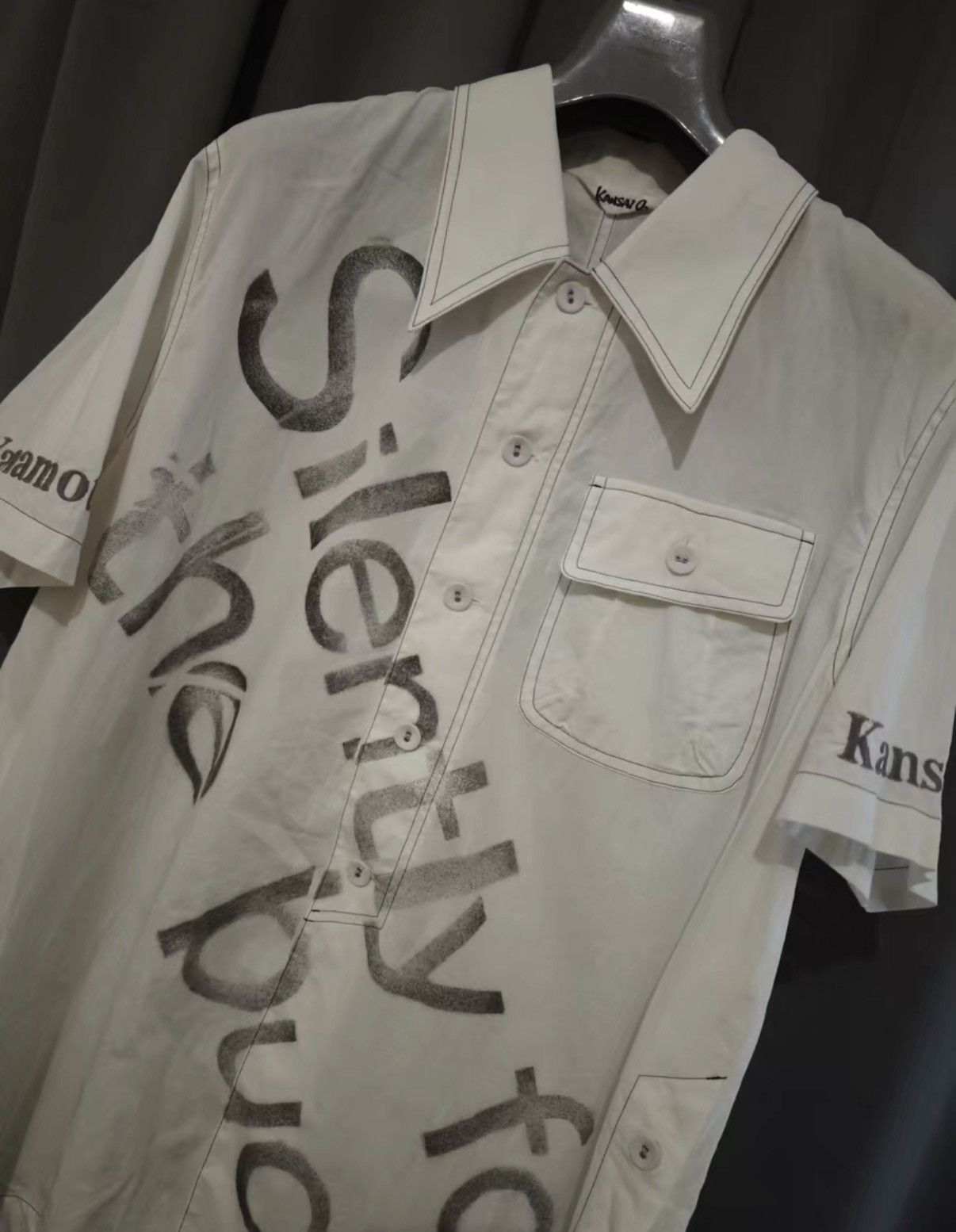 Kansai Yamamoto Kansai Yamamoto Embroidered Slogan Loose Short Sleeve Shirt Size US M / EU 48-50 / 2 - 3 Thumbnail