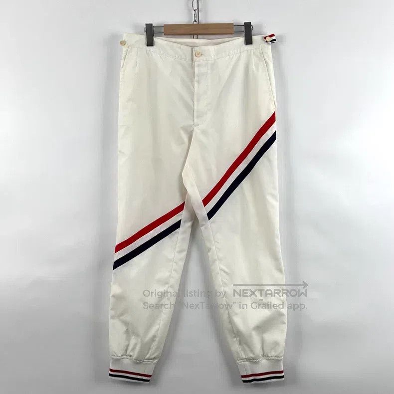 Thom Browne Thom Browne size 2 White striped drawstring nylon sweatpant Size US 28 / EU 44 - 1 Thumbnail