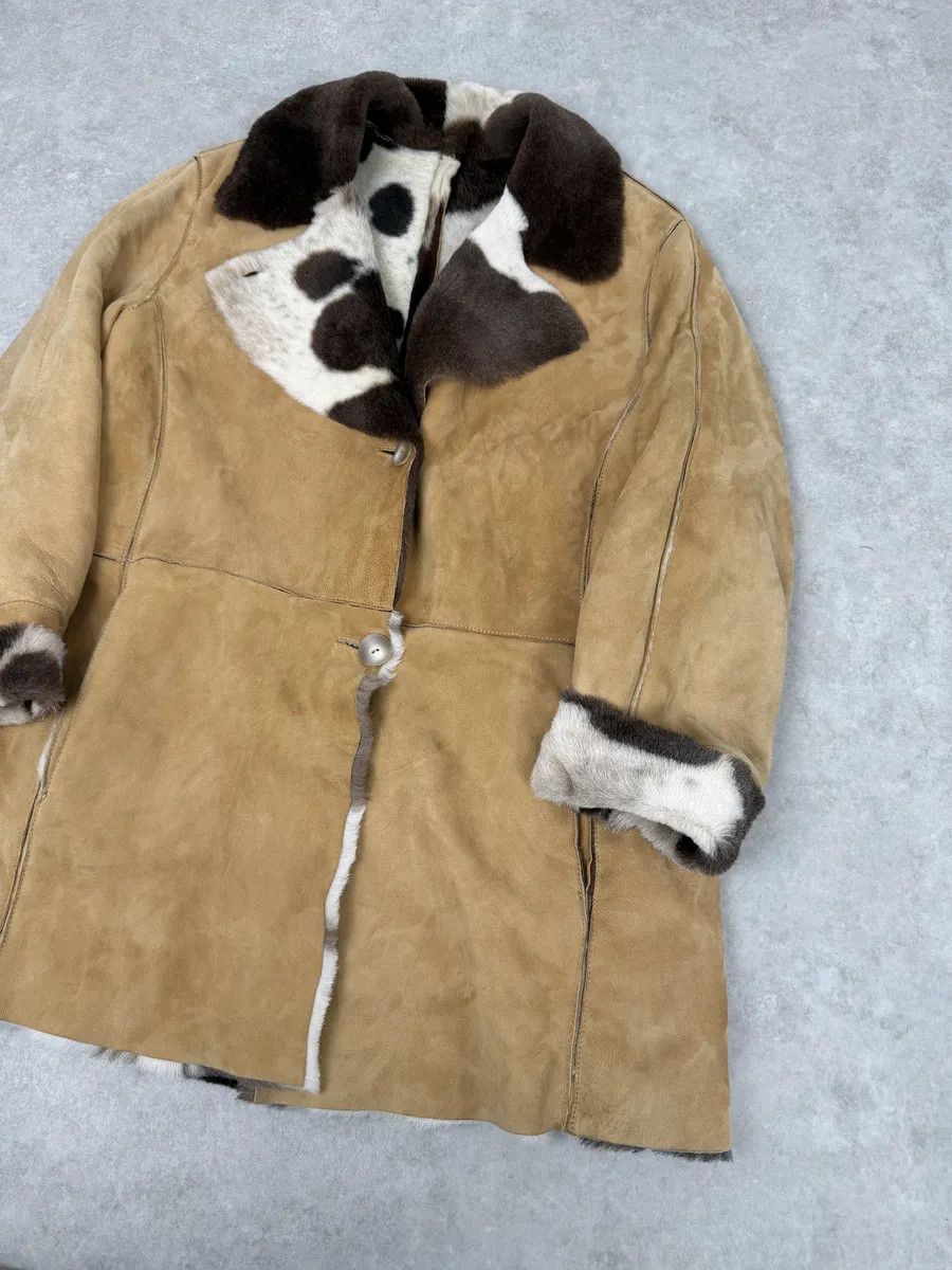 Versace 2000s Versace Beige Leather Fur Collar Cow Effect Coat Size US S / EU 44-46 / 1 - 9 Thumbnail