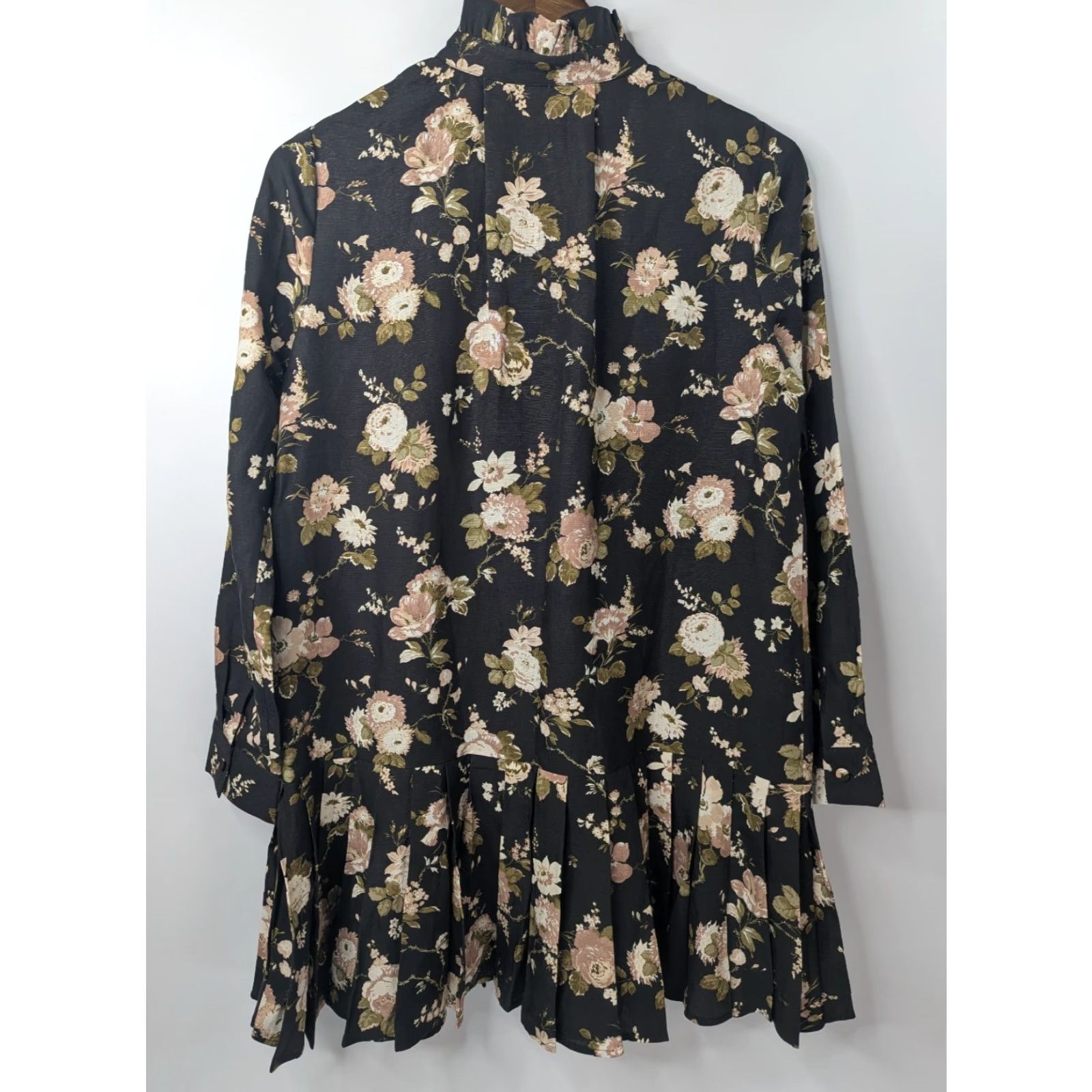 Vintage NWT Tuckernuck Mini Dress Womens S Midnight Garden Floral Long Sleeve Pleated Size S / US 4 / IT 40 - 3 Thumbnail