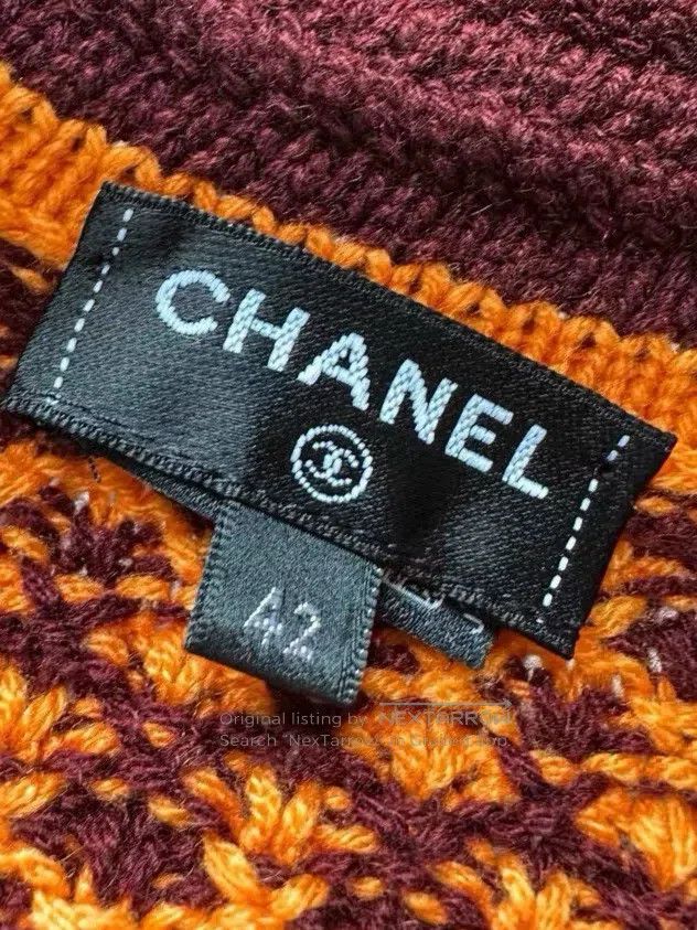 Chanel Chanel Orange and brown two-pocket long-sleeved knitted ca Size M / US 6-8 / IT 42-44 - 7 Thumbnail