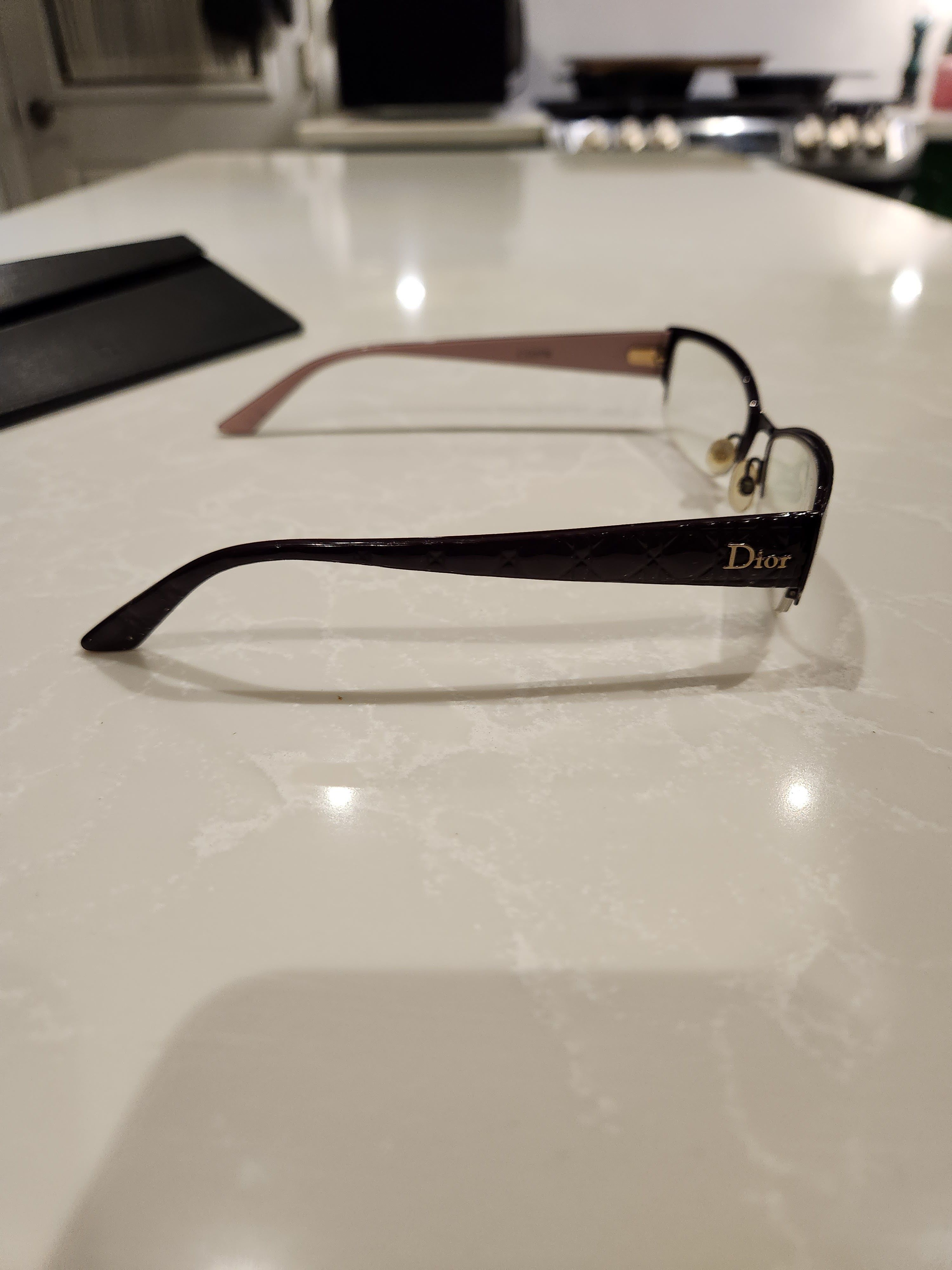 Dior CD 3770 Black Quilted Pattern Glasses Frames Made Italy Size ONE SIZE - 6 Thumbnail