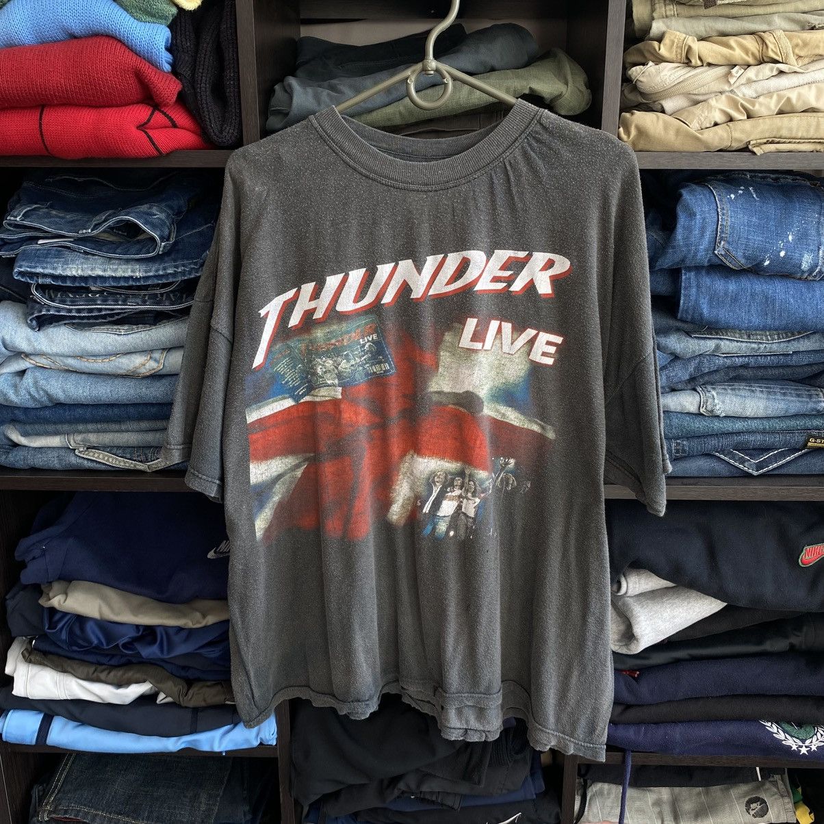 Band Tees Vintage Thunder Live 1998 Big Logo Archival Distressed tee Size US XL / EU 56 / 4 - 1 Thumbnail