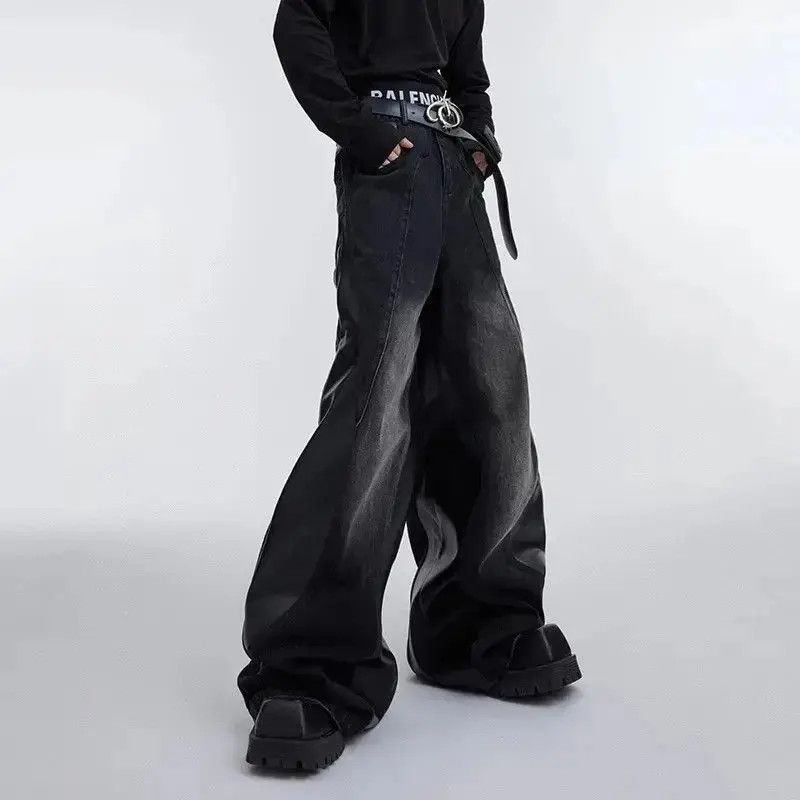 Japanese Brand Black Streetwear PU Leather Spliced Jeans Size US 32 / EU 48 - 3 Thumbnail