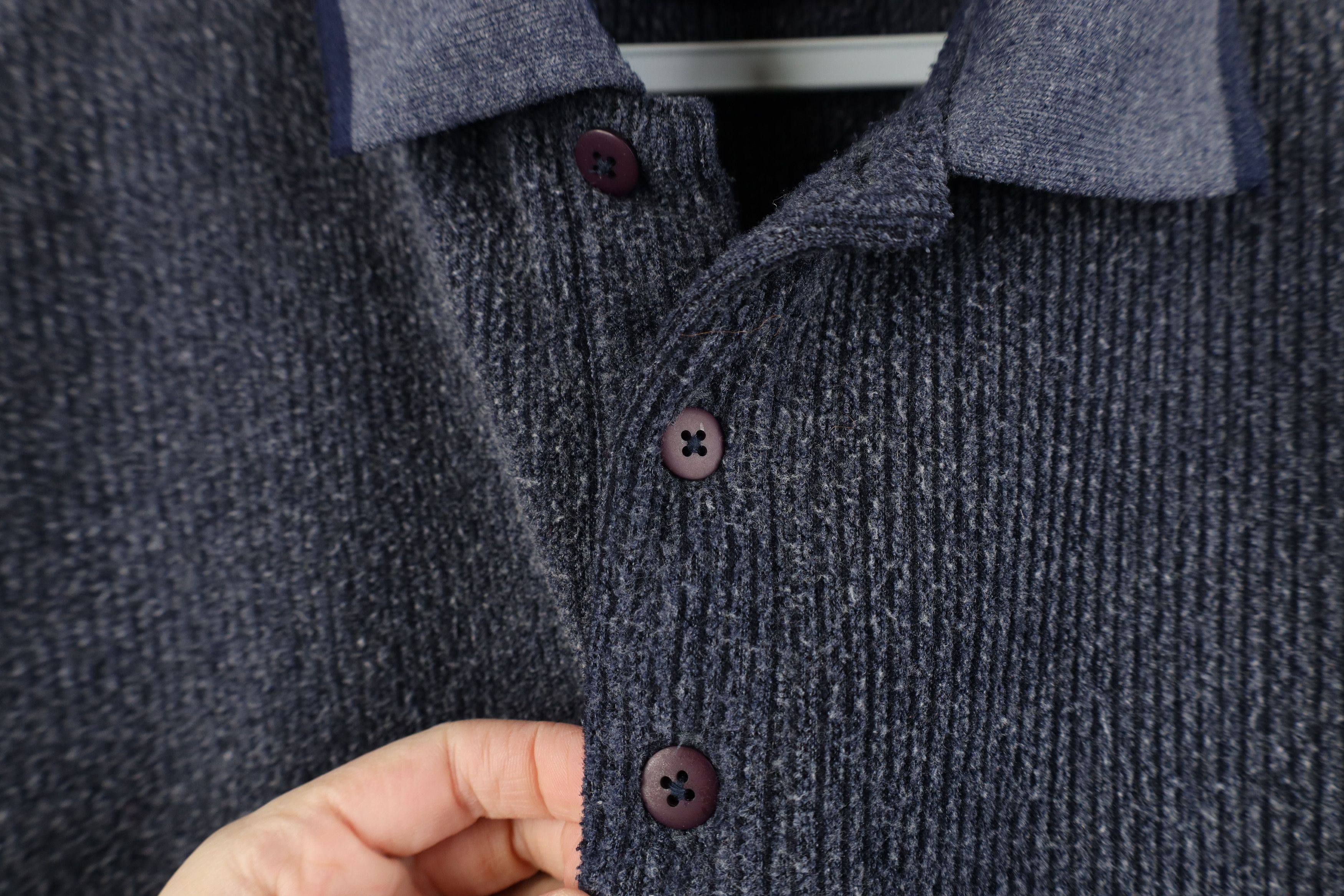 Vintage Vintage 90s Streetwear Knit Fleece Collared Sweatshirt Blue Size US M / EU 48-50 / 2 - 5 Thumbnail
