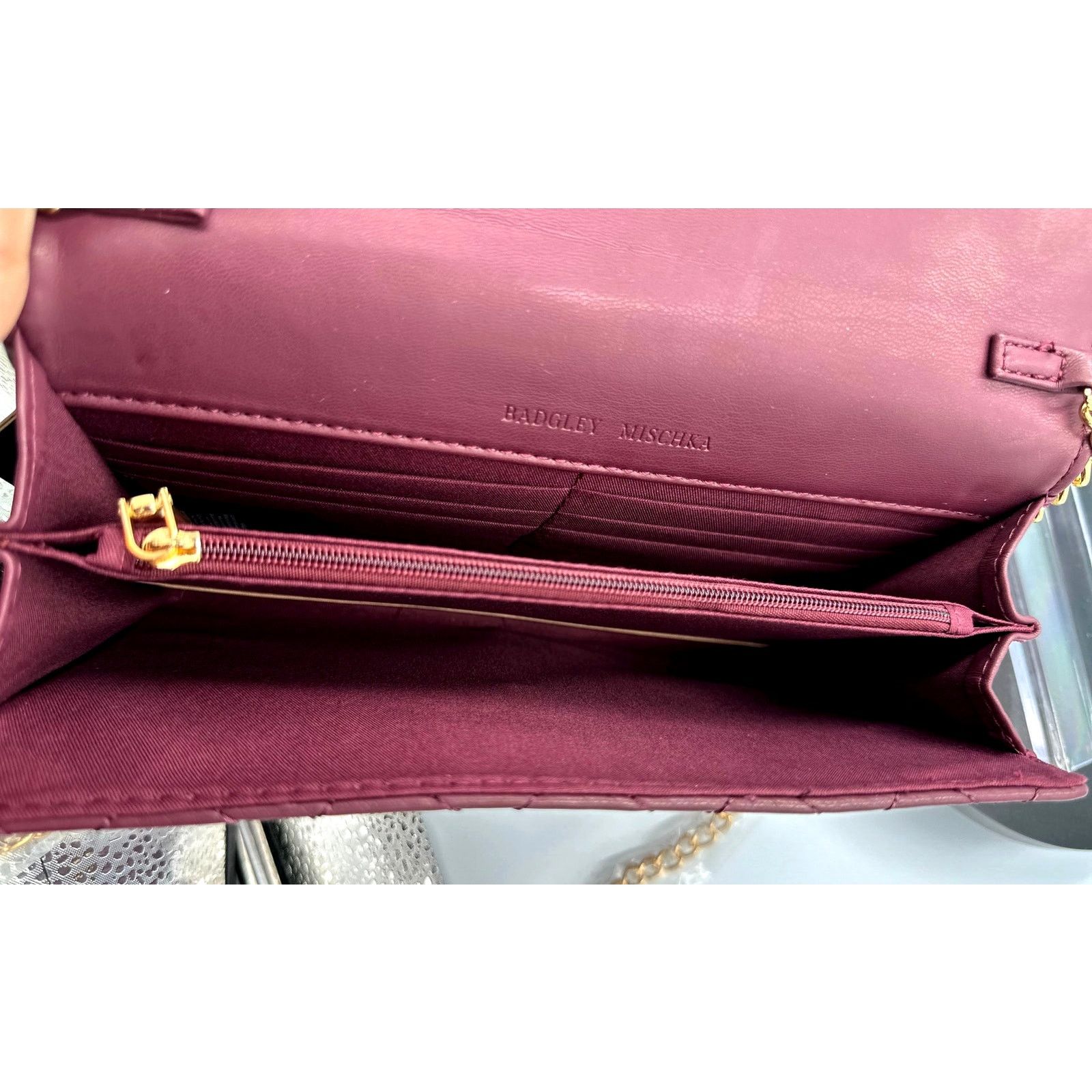 Badgley Mischka Badgley Mischka Diamond Quilt Convertible Crossbody Bag Plum Size ONE SIZE - 11 Thumbnail