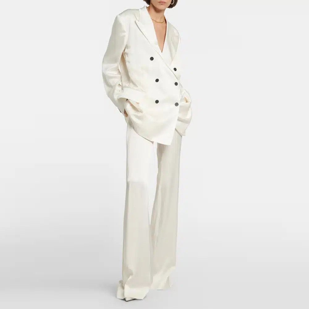 Tom Ford o1loc1c0825 PAW506 Viscose Wide Leg Pant in White Size 34" / US 12 / IT 48 - 2 Thumbnail