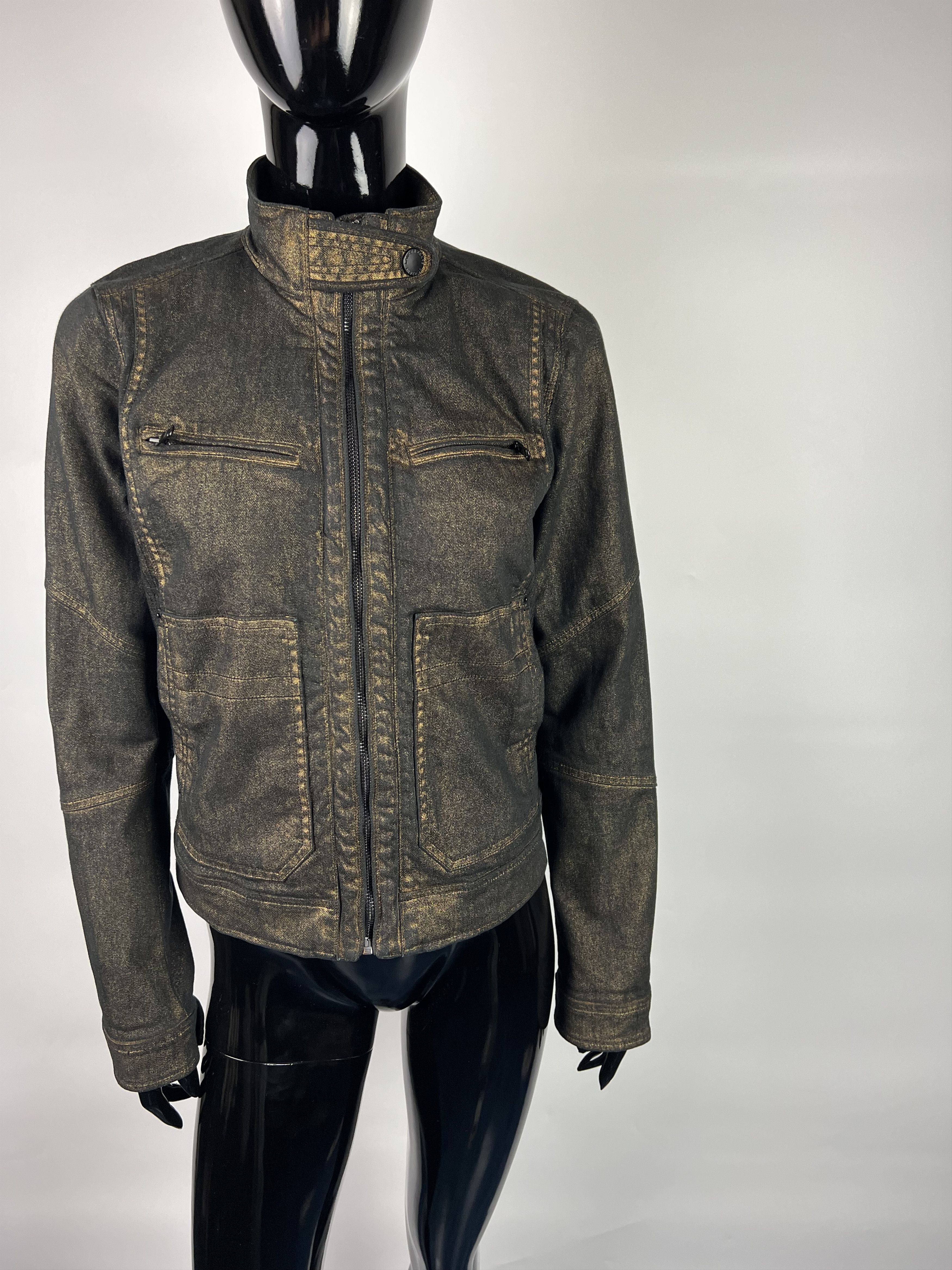 Ralph Lauren Ralph Lauren Women's Black Gold Denim Biker Jacket Size M Size M / US 6-8 / IT 42-44 - 6 Thumbnail