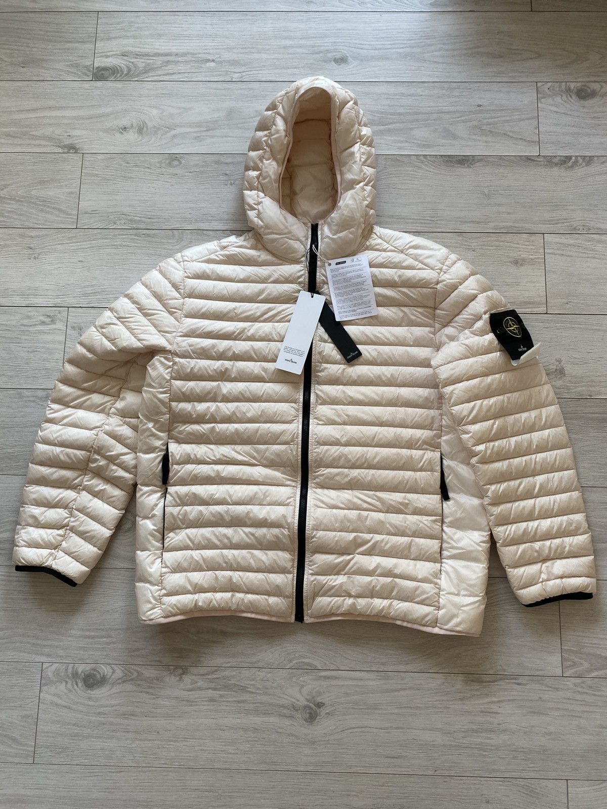 image of Stone Island Down Jacket Loom Woven Chambers R-Nylon Down-Tc in Beige, Men's (Size 2XL)