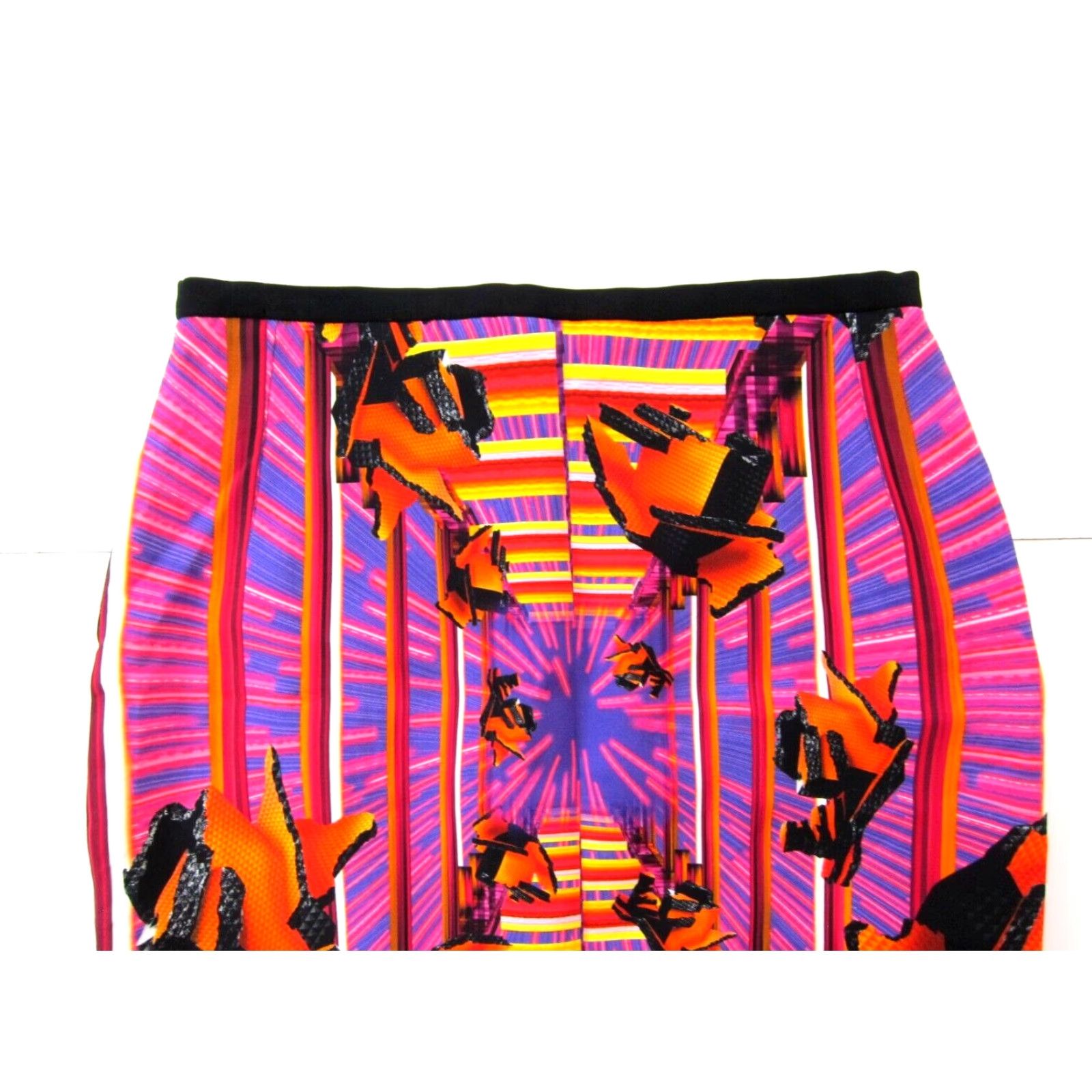 Peter Pilotto Vintage Peter Pilotto Pink Orange Black Geometric Retro Straight Pencil Skirt 14 Size 36" / US 14 / IT 50 - 3 Thumbnail