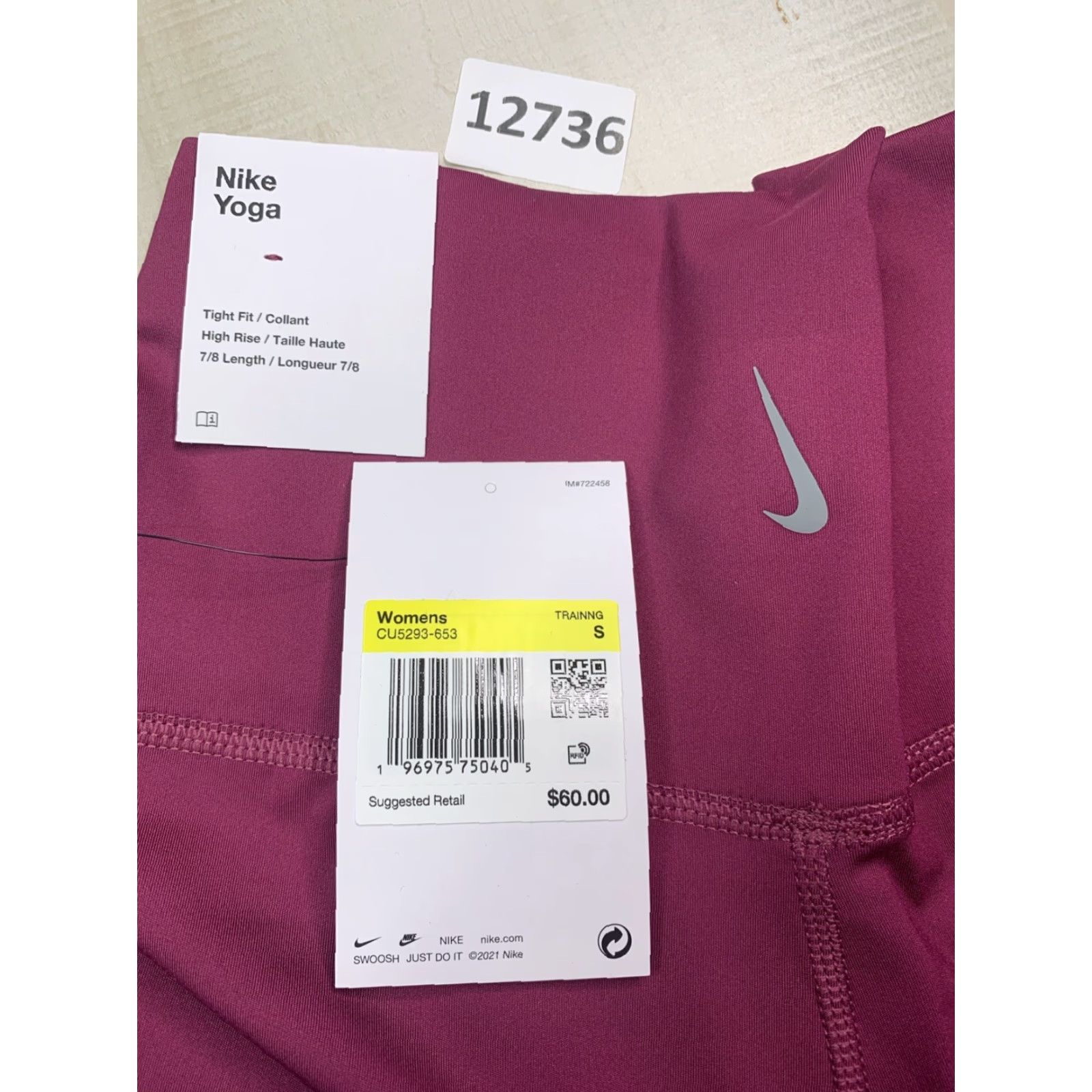 Nike Nike Yoga Leggings Shirt Women’s Small Berry 7/8 High-rise Slim Ankle NWT-12736 Size 28" / US 6 / IT 42 - 5 Thumbnail