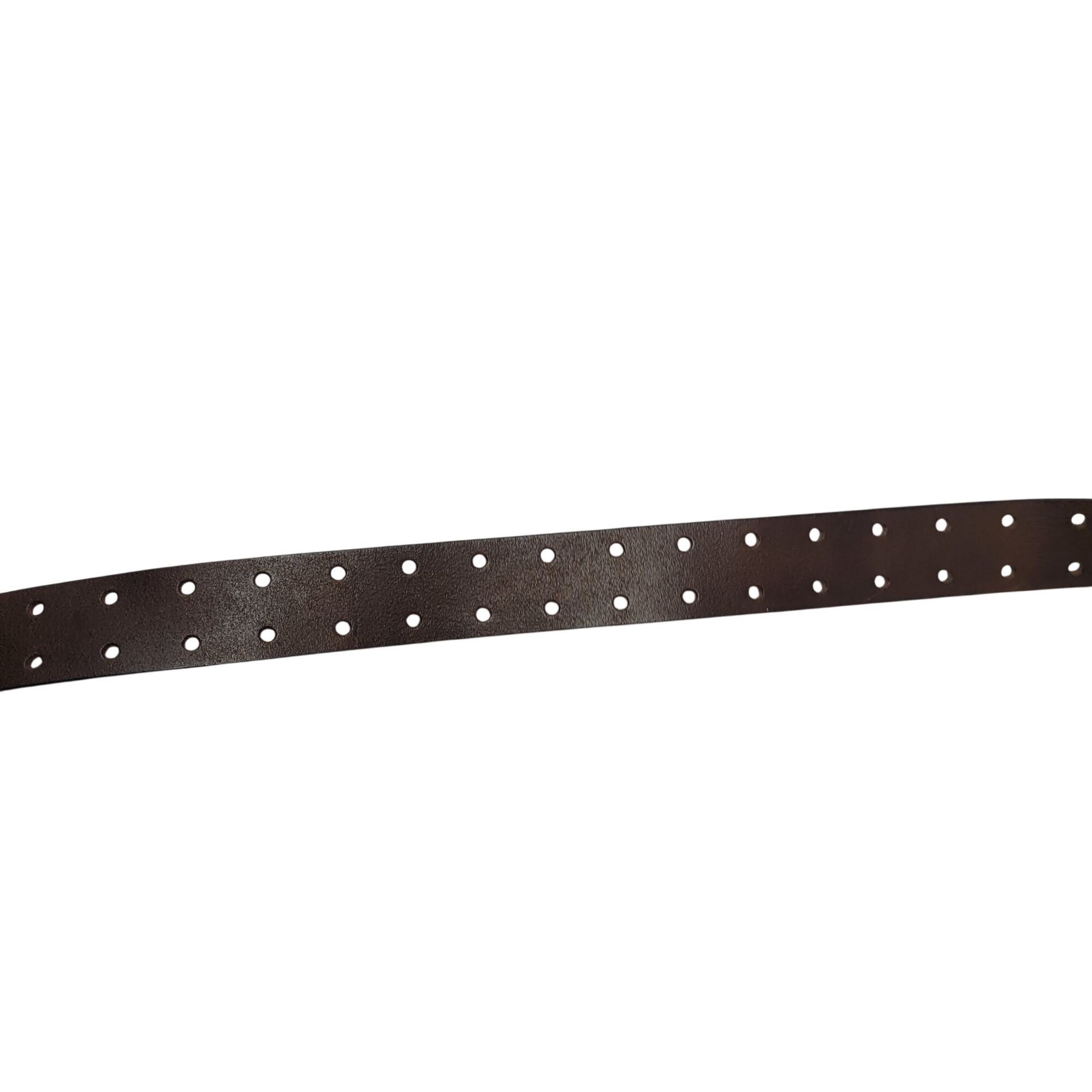Vintage Mens Double Prong Genuine Italian Leather Brown Belt M/L 36" Size 36 - 8 Thumbnail