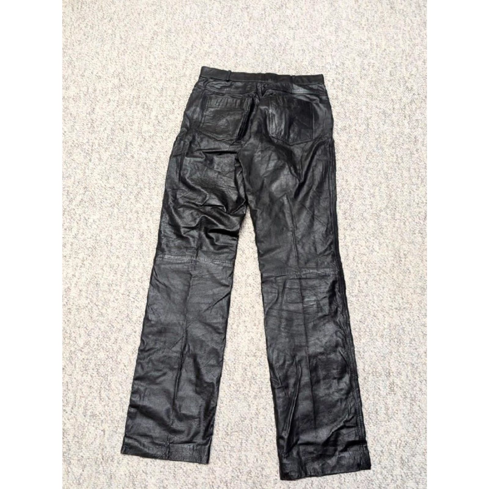 Vintage VINTAGE motorcycle leather pants 28x32 black PUNK goth jeans Mens Size US 28 / EU 44 - 5 Thumbnail