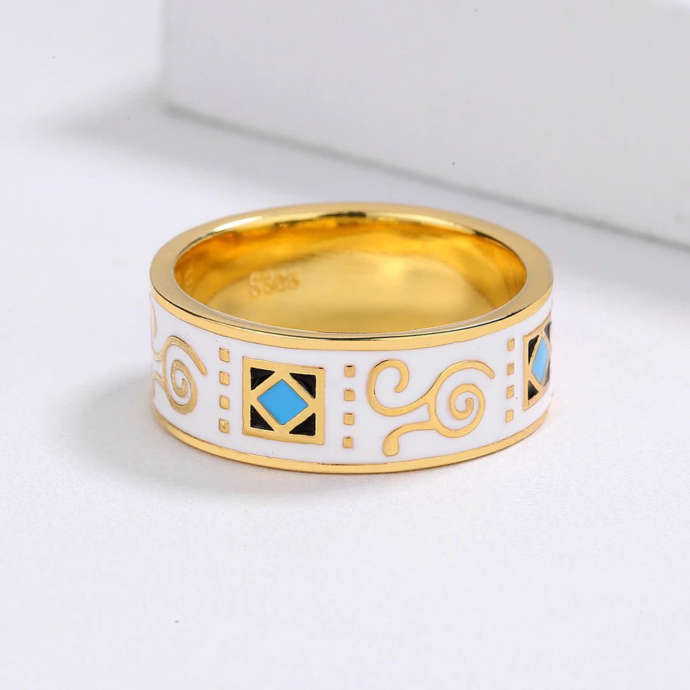 Jewelry Handmade White Hand Enamel Rings Size ONE SIZE - 4 Thumbnail