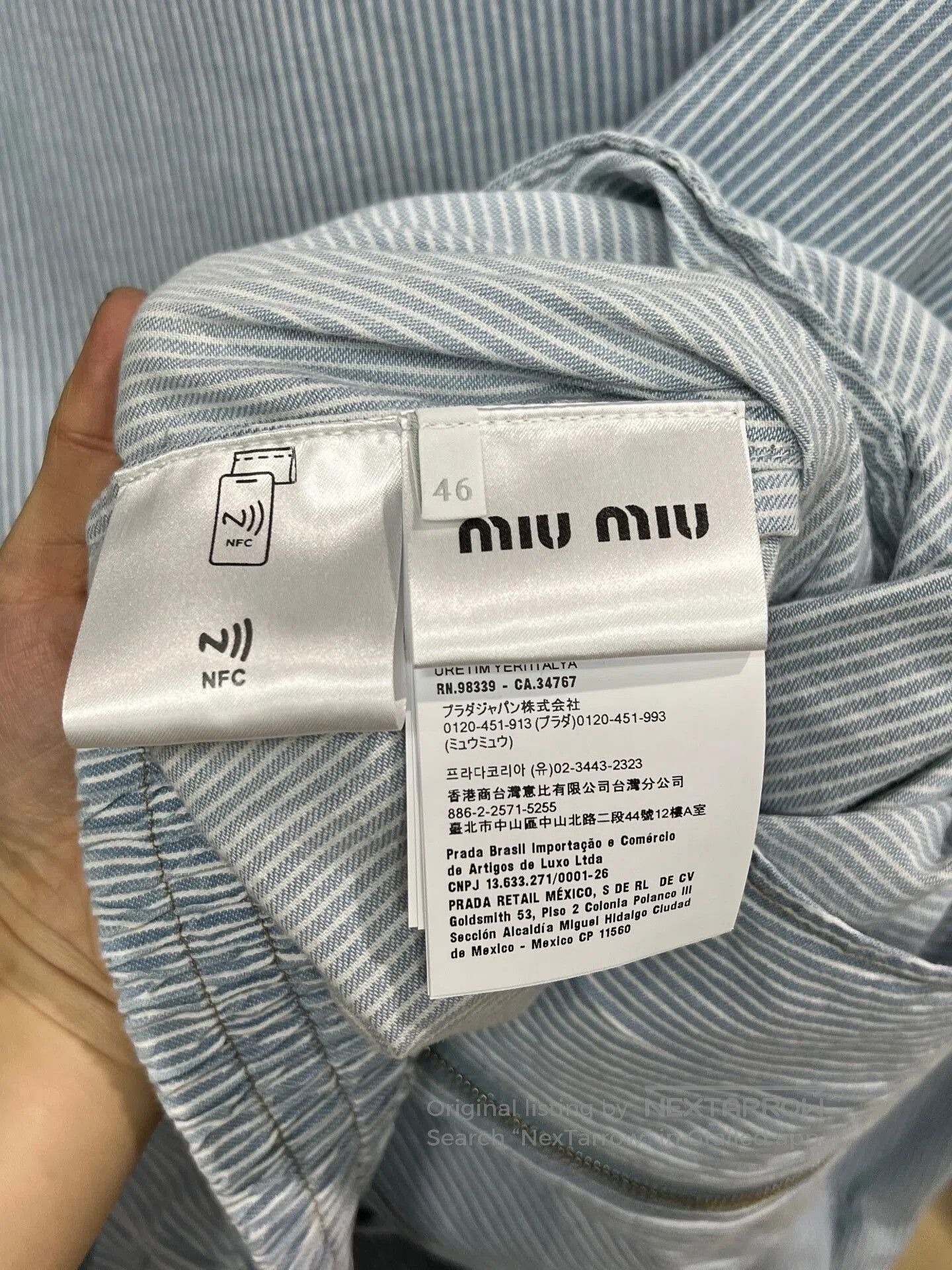 Miu Miu Miu Miu Striped Denim Jacket. Size L / US 10 / IT 46 - 4 Thumbnail