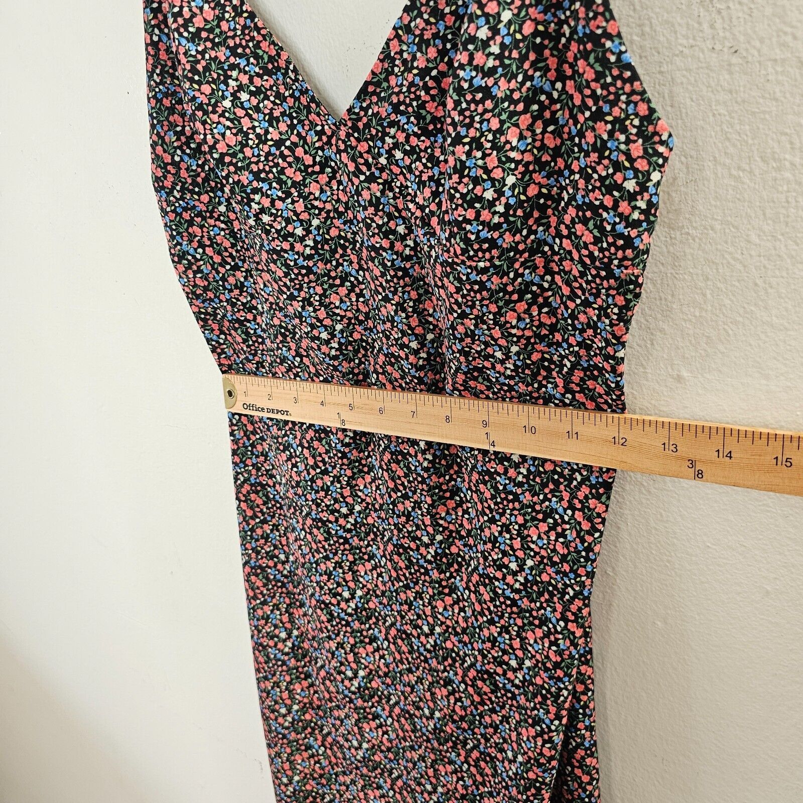 Other Polly Black Floral Print VNeck Spaghetti Strap Slit Dress 6 Size M / US 6-8 / IT 42-44 - 8 Thumbnail