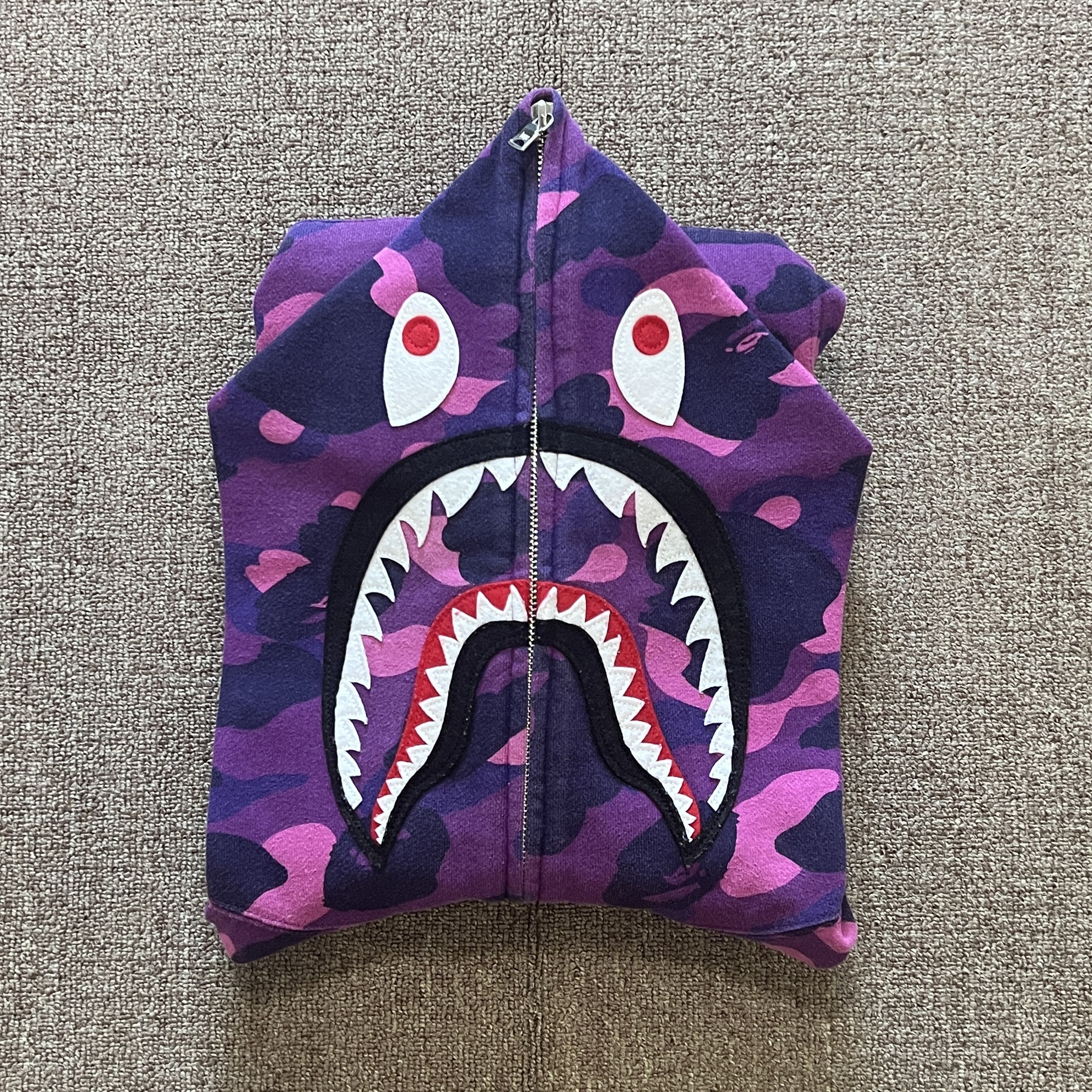 Bape Bape PONR Purple Camo Shark Hoodie | Grailed