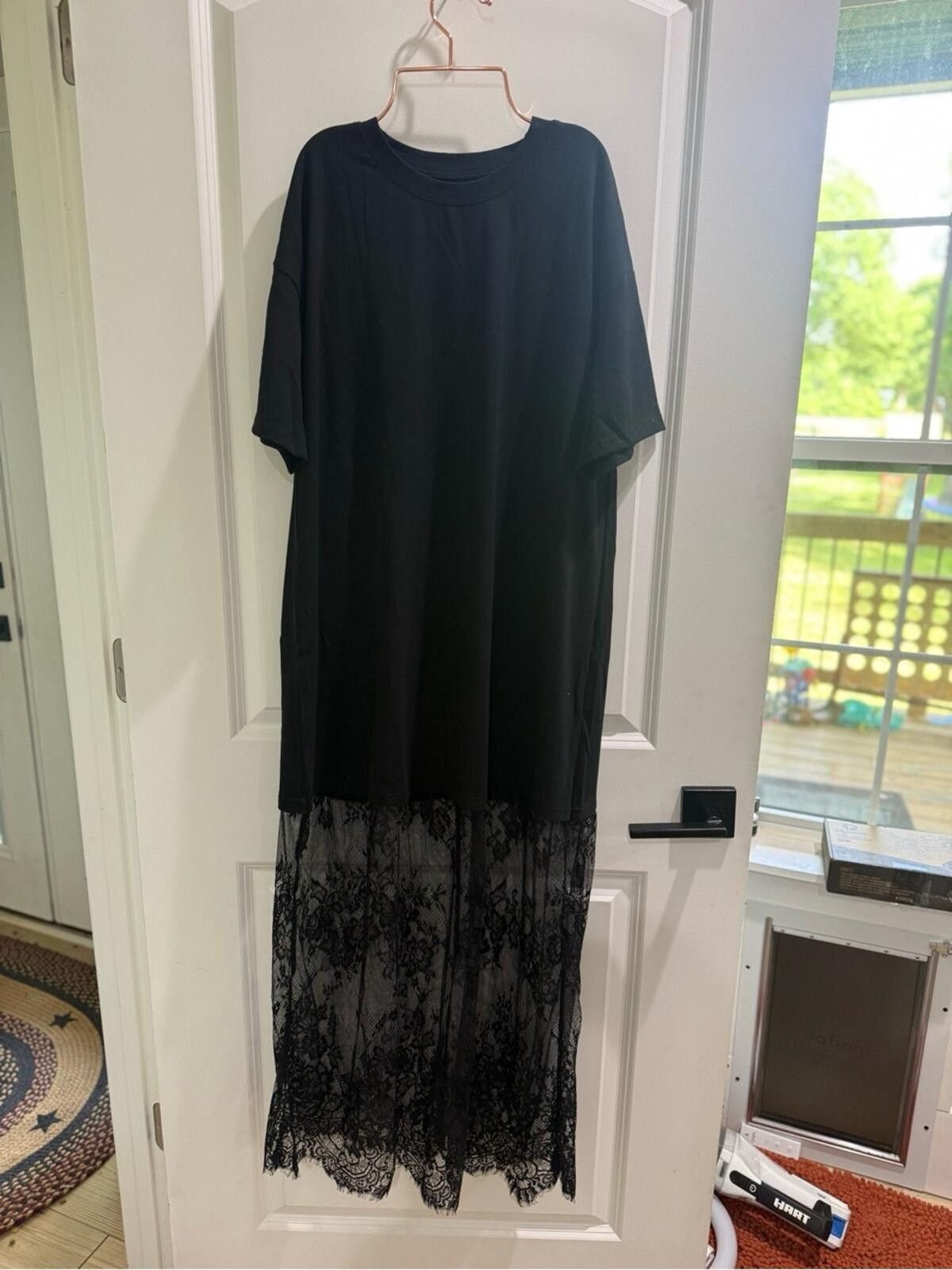 Other Black Short-Sleeve Dress with Sheer Lace Hem Size S / US 4 / IT 40 - 8 Thumbnail