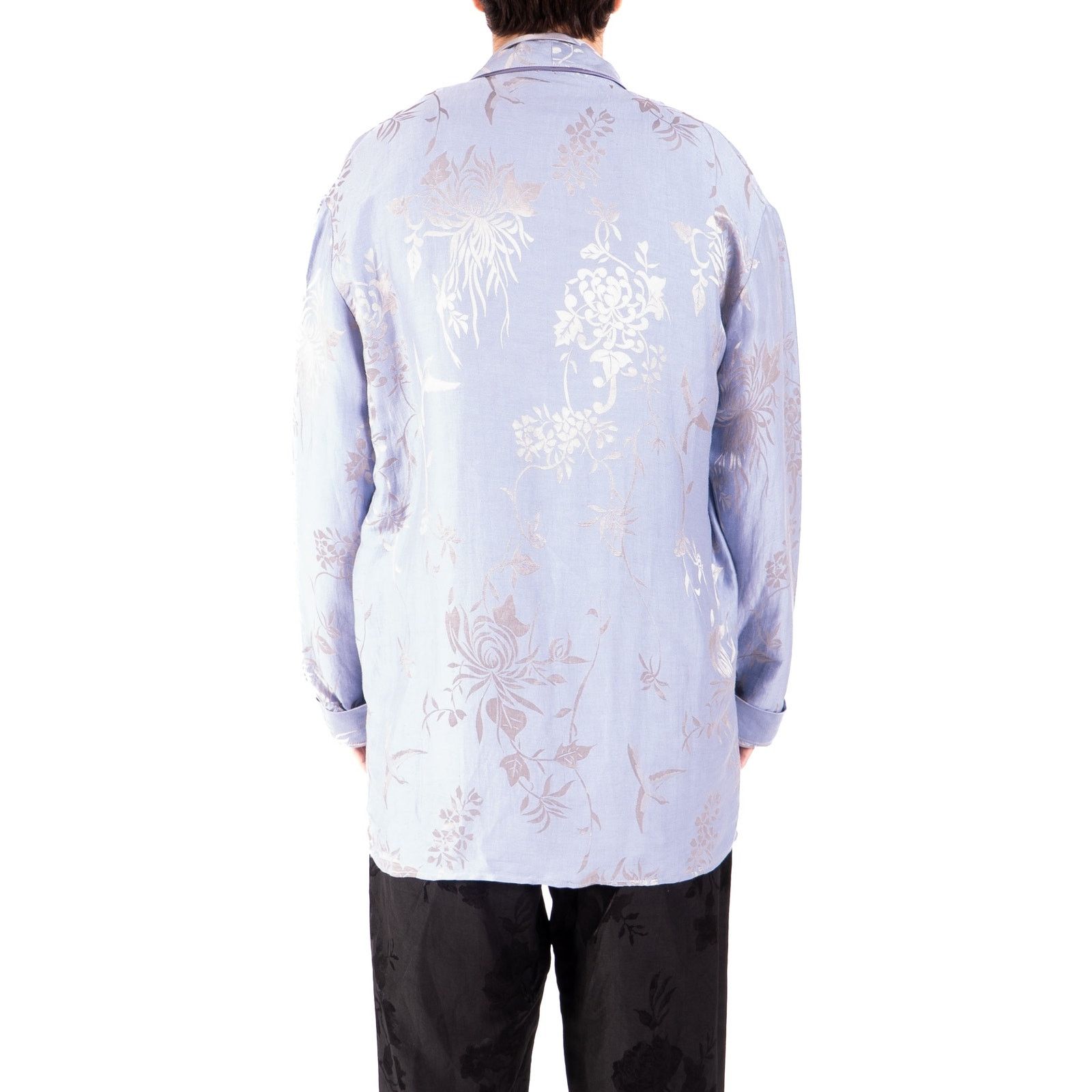 Haider Ackermann SS15 Oversized Pyjama Jacket in Blue Silk Jacquard Size US XS / EU 42 / 0 - 7 Thumbnail