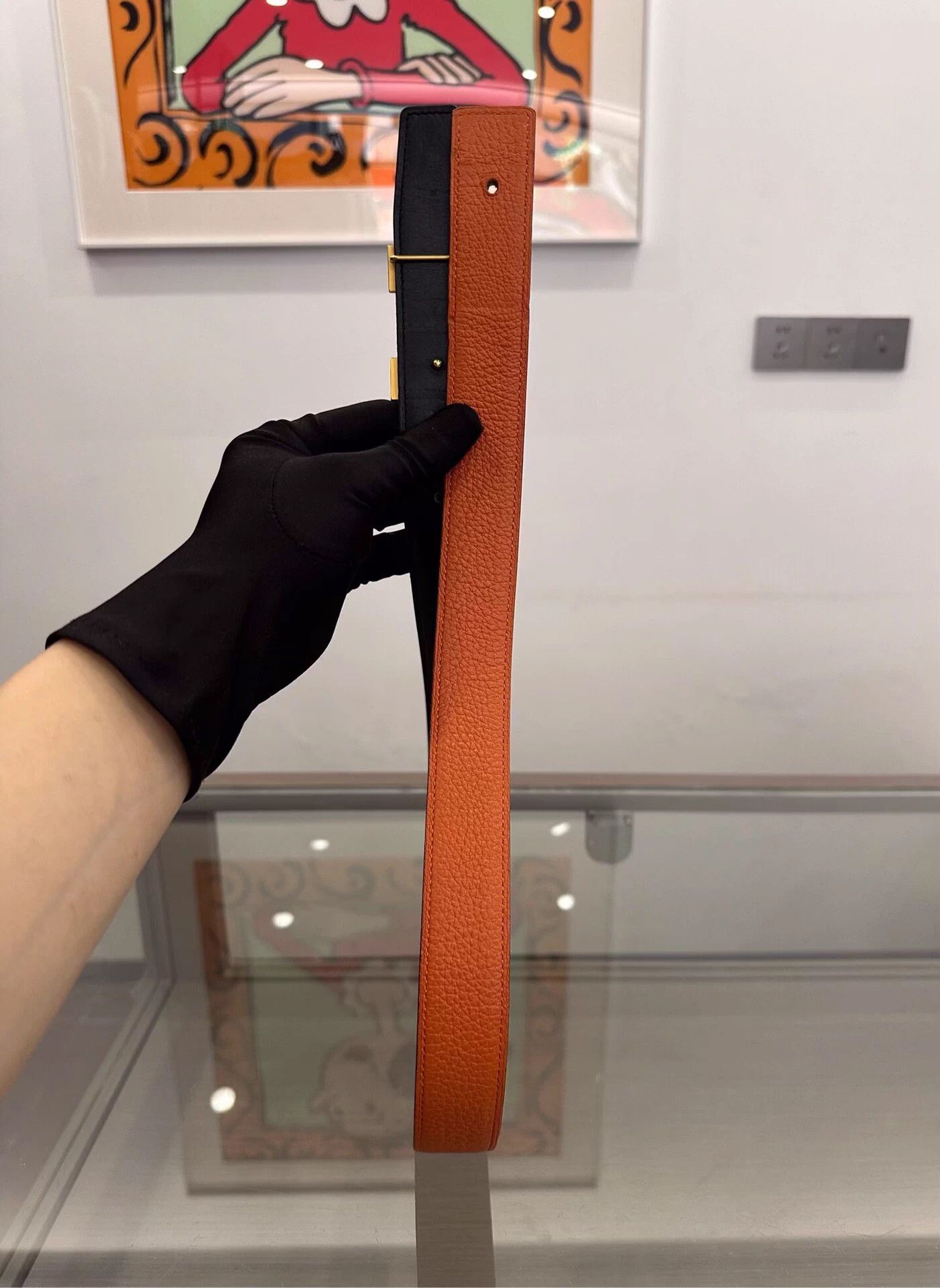 Hermes hermes orange black H buckle belt 95cm 99new box Size ONE SIZE - 3 Thumbnail
