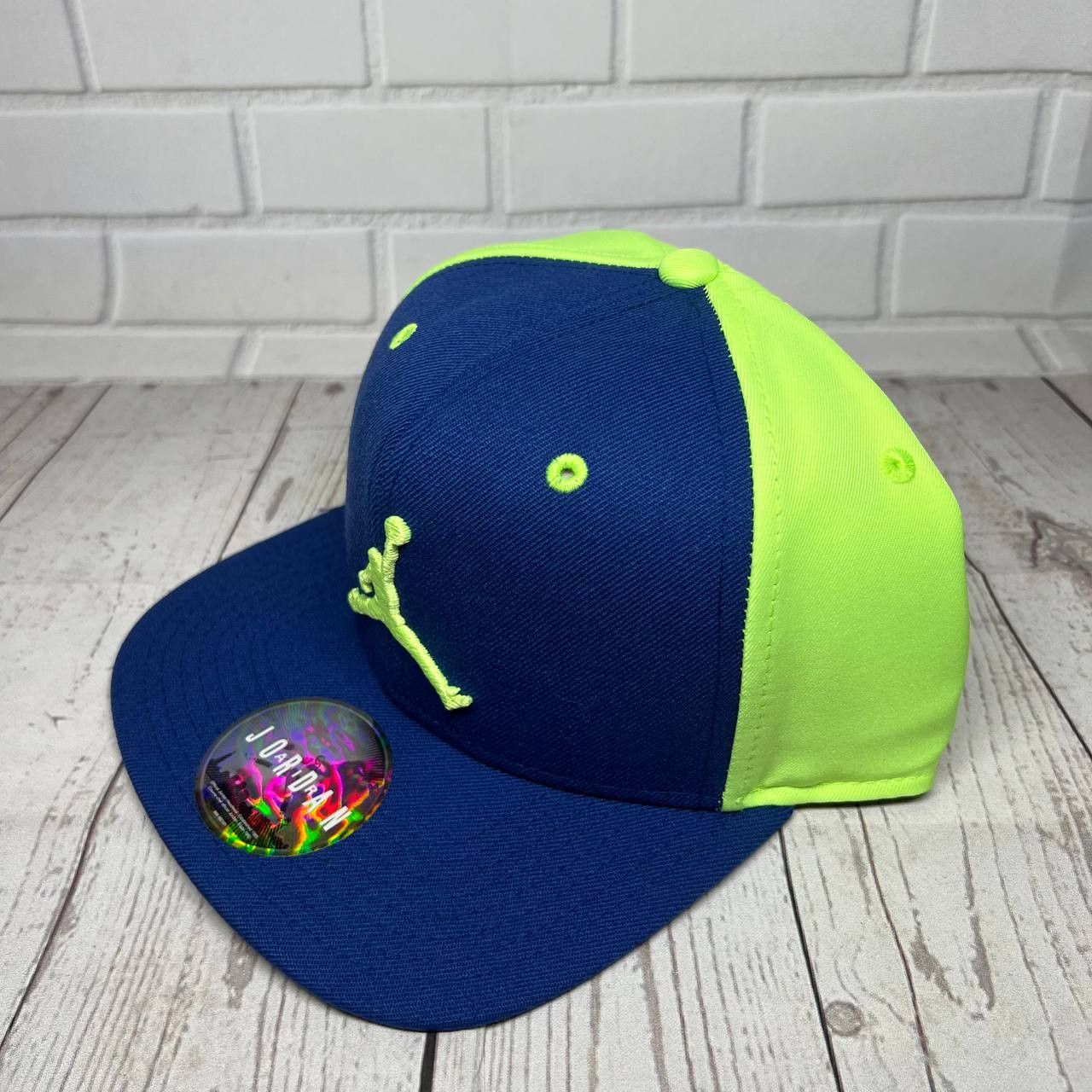 Air Jordan Blue and Lime Jumpman Hat Snapback Cap New Men