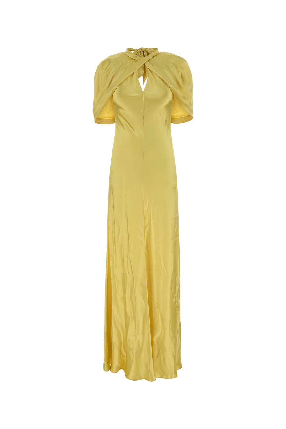 Alberta Ferretti Yellow Satin Long Dress Size S / US 4 / IT 40 - 1 Thumbnail
