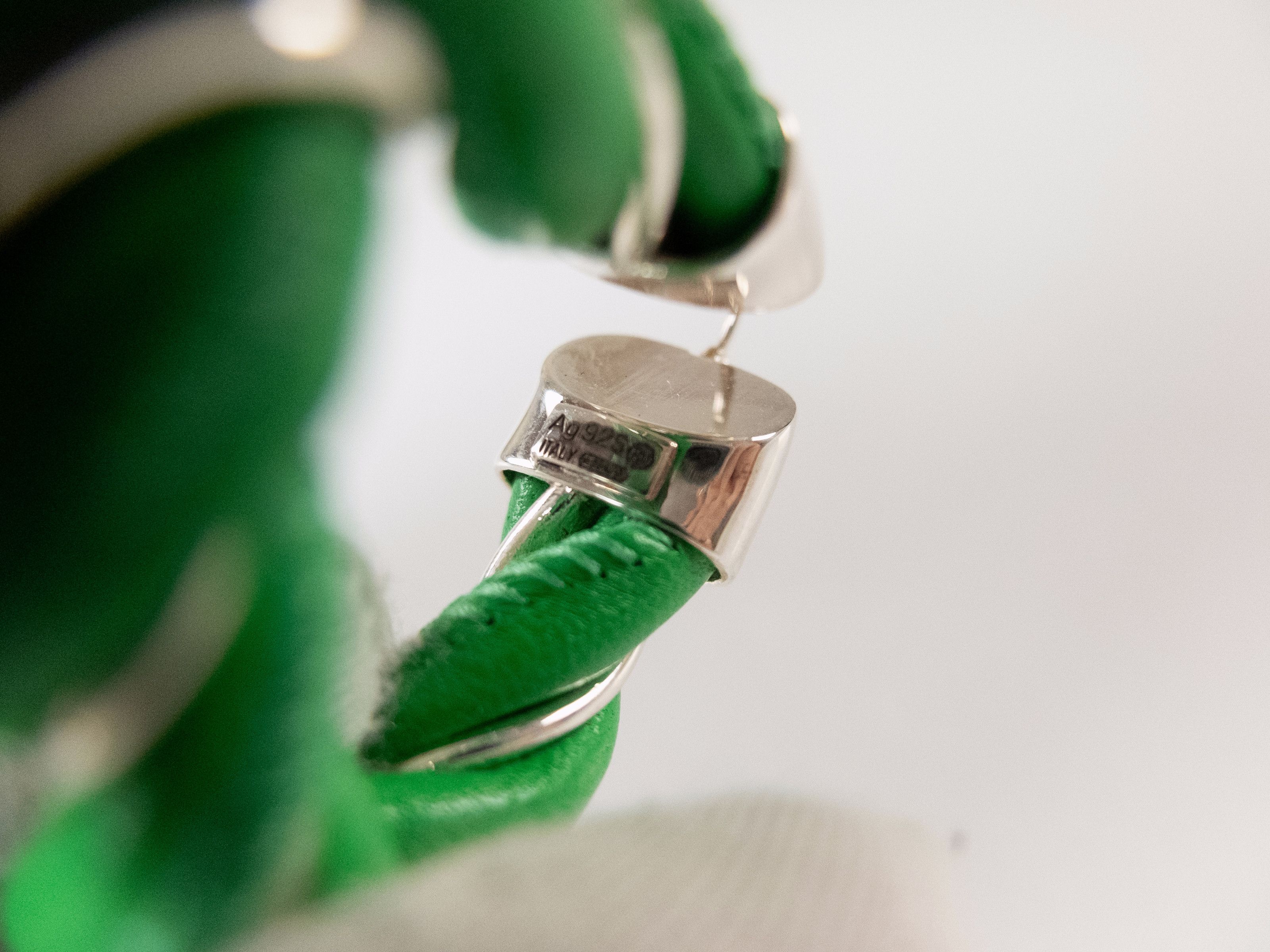 Bottega Veneta BOTTEGA VENETA Twist triangle green leather silver earrings Size ONE SIZE - 7 Thumbnail