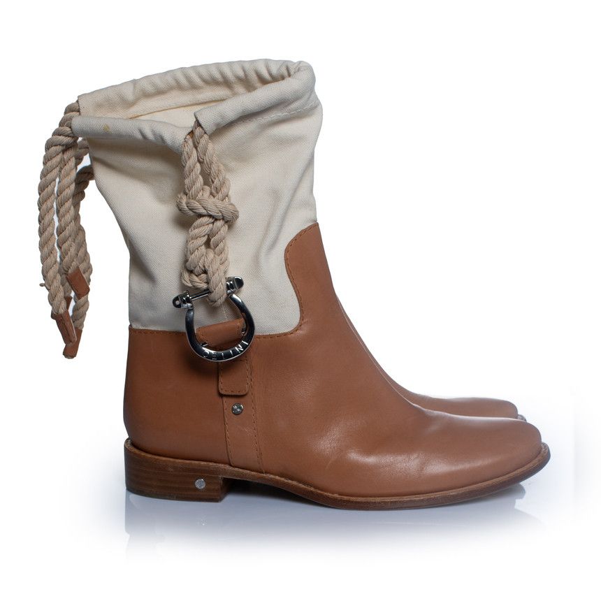 Celine Celine, Leather and canvas cowboy boots Size US 8.5 / IT 38.5 - 6 Thumbnail