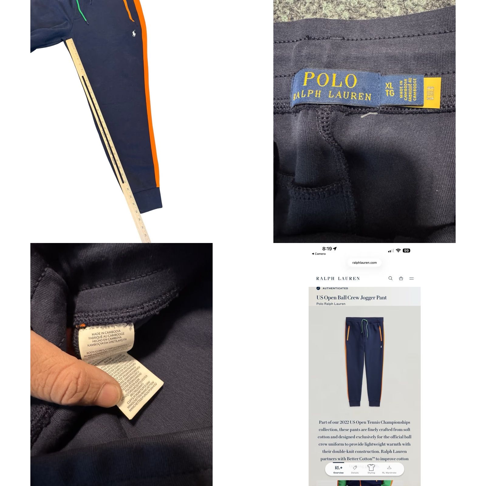 Polo Ralph Lauren Polo Ralph Lauren 2022 US Open Ball Crew Jogger Pants Navy Orange XL Tennis Mens Regular Size US XL / EU 56 / 4 - 9 Thumbnail
