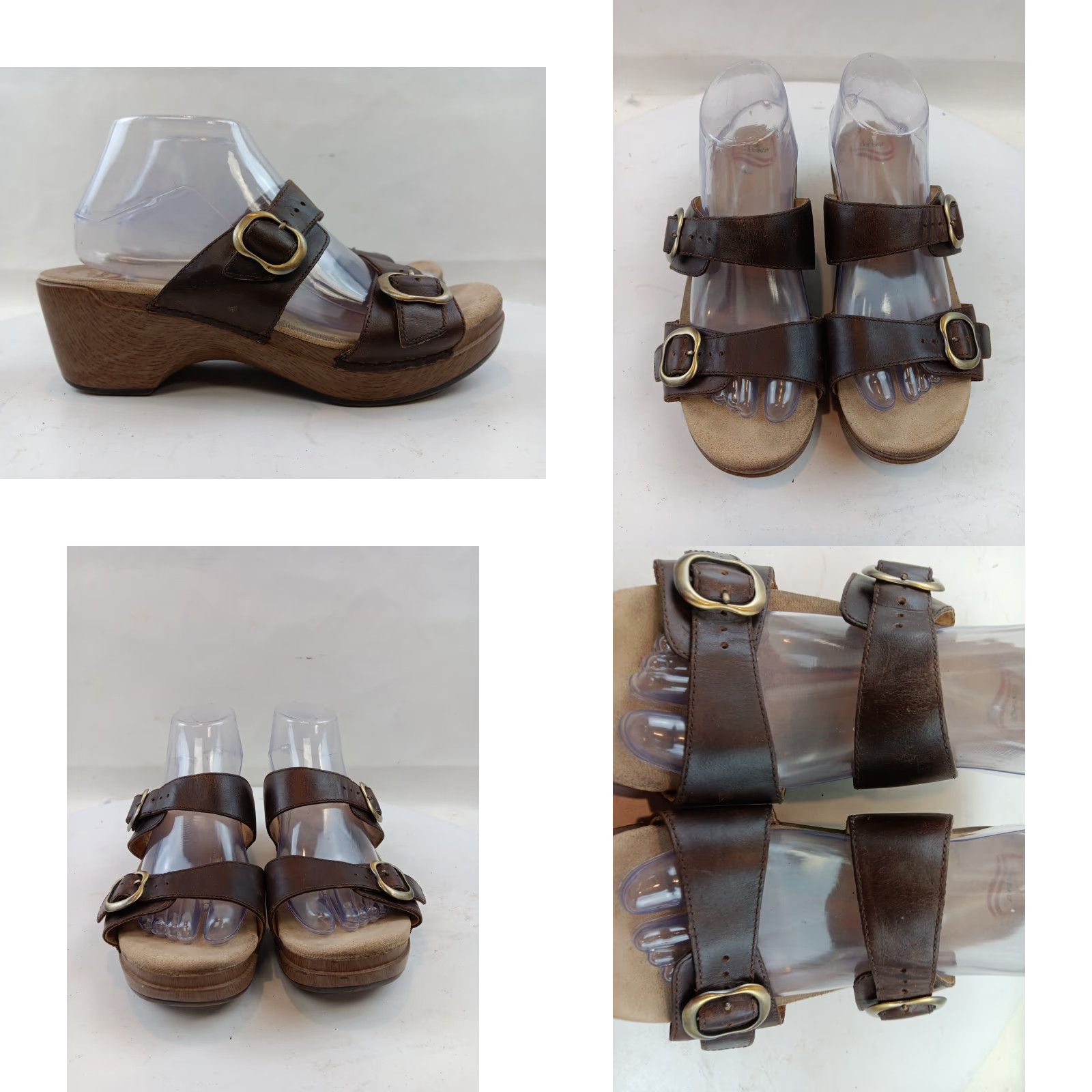 Dansko Dansko Women's Sandals Brown Leather Slide Mule Dual Buckles Open Toe Wedge Strappy Size US 10 / IT 40 - 8 Thumbnail