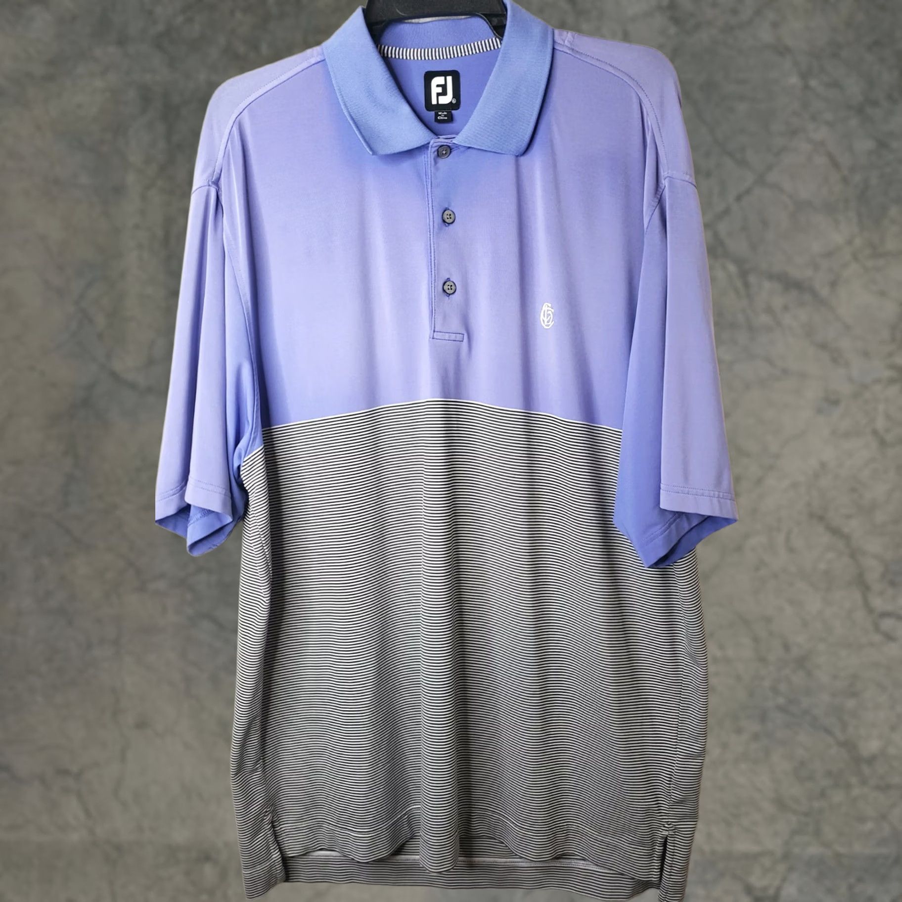 Footjoy FootJoy FJ Mens XL Golf Polo Shirt Periwinkle Blue Striped Performance Stretch - Vintage - 2000-2010 Size US XL / EU 56 / 4 - 1 Thumbnail