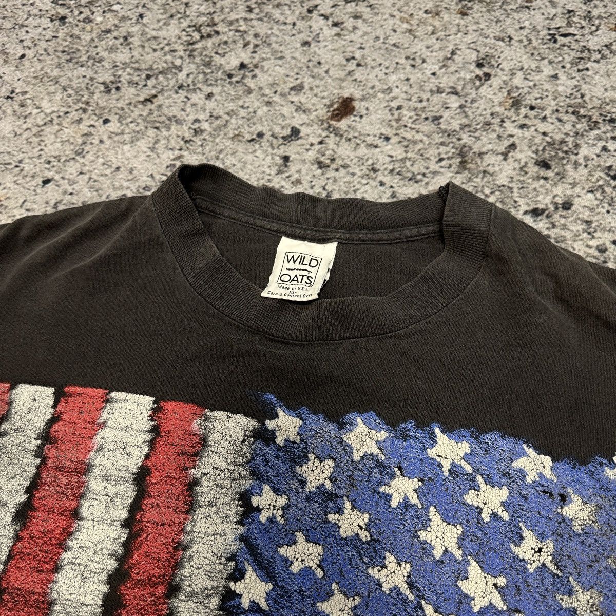 Vintage 90s Faded Thrashed American Flag Tee ERD Grunge Biker Size US L / EU 52-54 / 3 - 3 Thumbnail