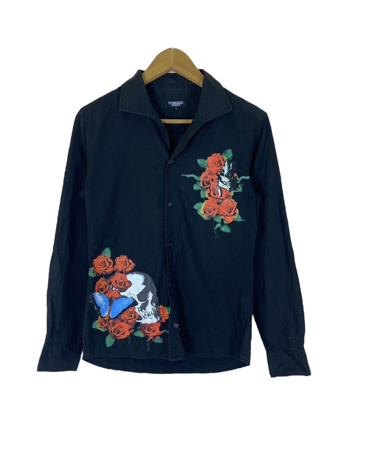 If Six Was Nine × Tornado Mart Japanese Brand Tornado Mart Rose and Skull Design LS Shirt Size M / US 6-8 / IT 42-44 - 1 Thumbnail