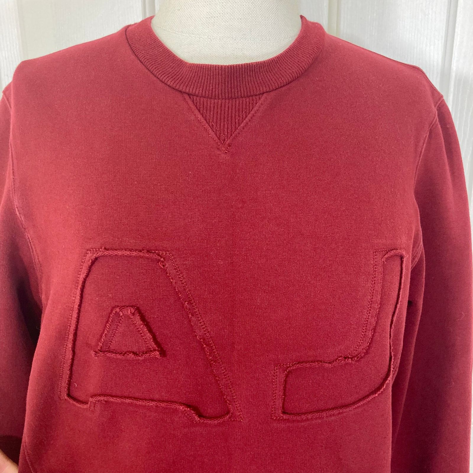 Armani Armani Jeans burgundy logo sweatshirt, long sleeve crew neck Size US XS / EU 42 / 0 - 10 Thumbnail