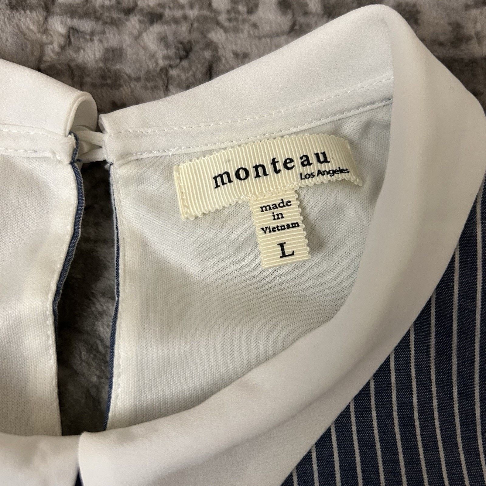 Other Monteau Los Angeles Women's White and Blue Dress Size Large Size L / US 10 / IT 46 - 7 Thumbnail