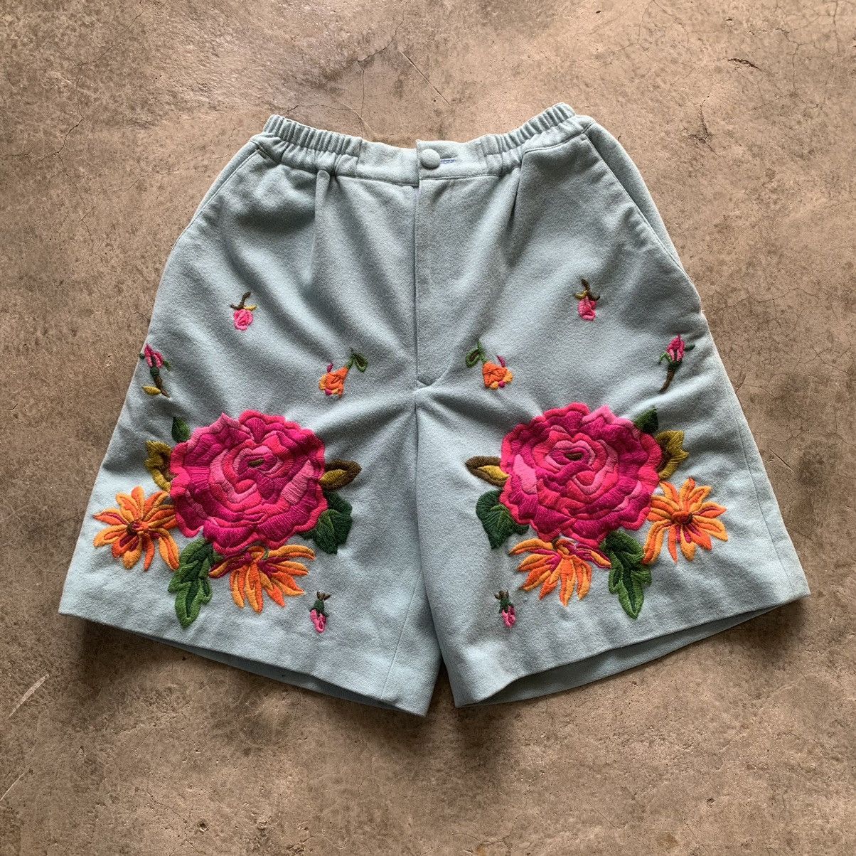 Archives 80’s IS by Issey Miyake Floral Embroidery Shorts