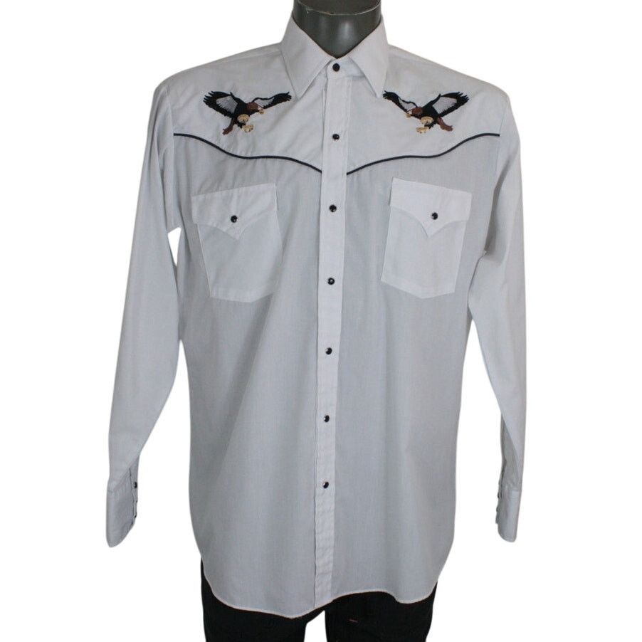 Vintage Vintage Embroidered Eagle Pearl Snap White Western Shirt L Size US L / EU 52-54 / 3 - 1 Thumbnail