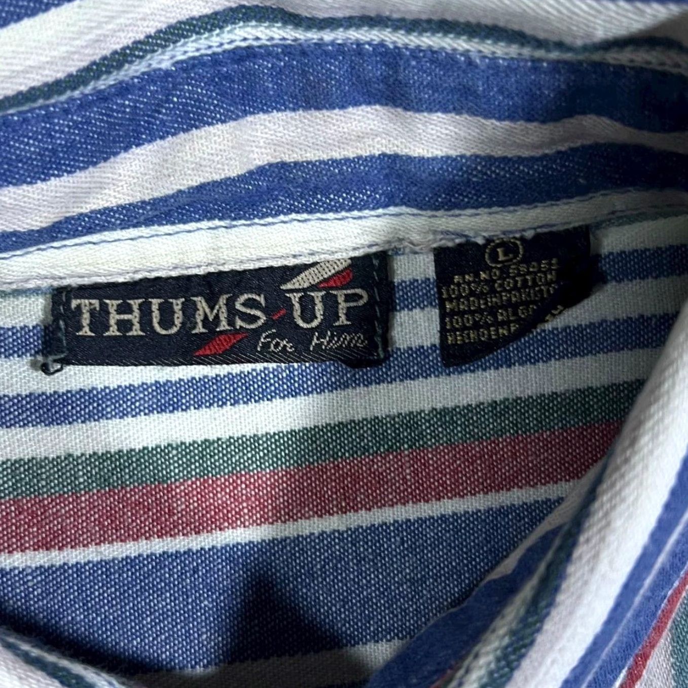 Vintage VINTAGE Thums Up Multi Colour Striped Cotton Long Sleeve Button-Up Shirt Large XL Men Size US L / EU 52-54 / 3 - 4 Thumbnail