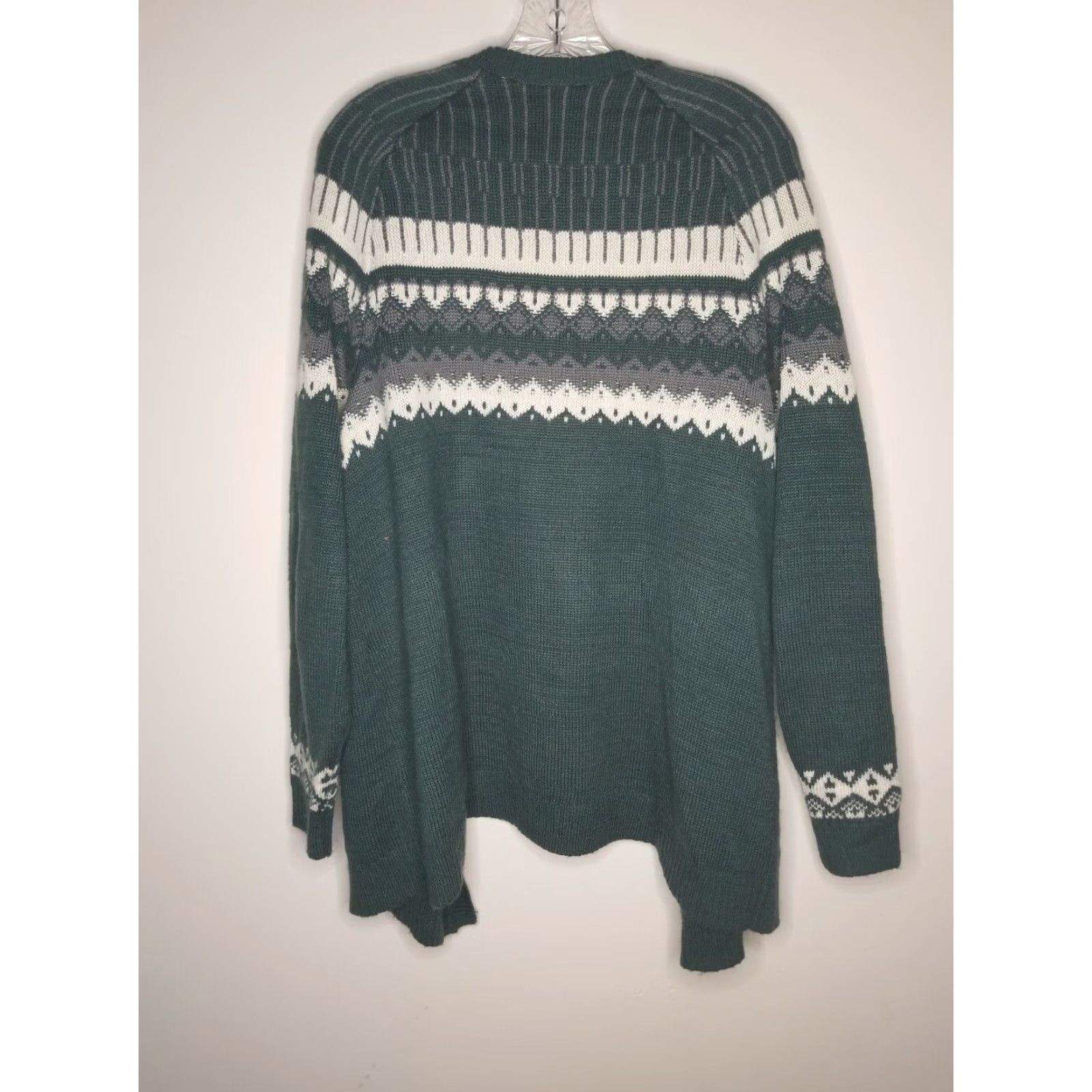 Vintage NORTHCREST Plus Long Sleeve Cardigan Sweater 1X Green White Womens Size XL / US 12-14 / IT 48-50 - 4 Thumbnail