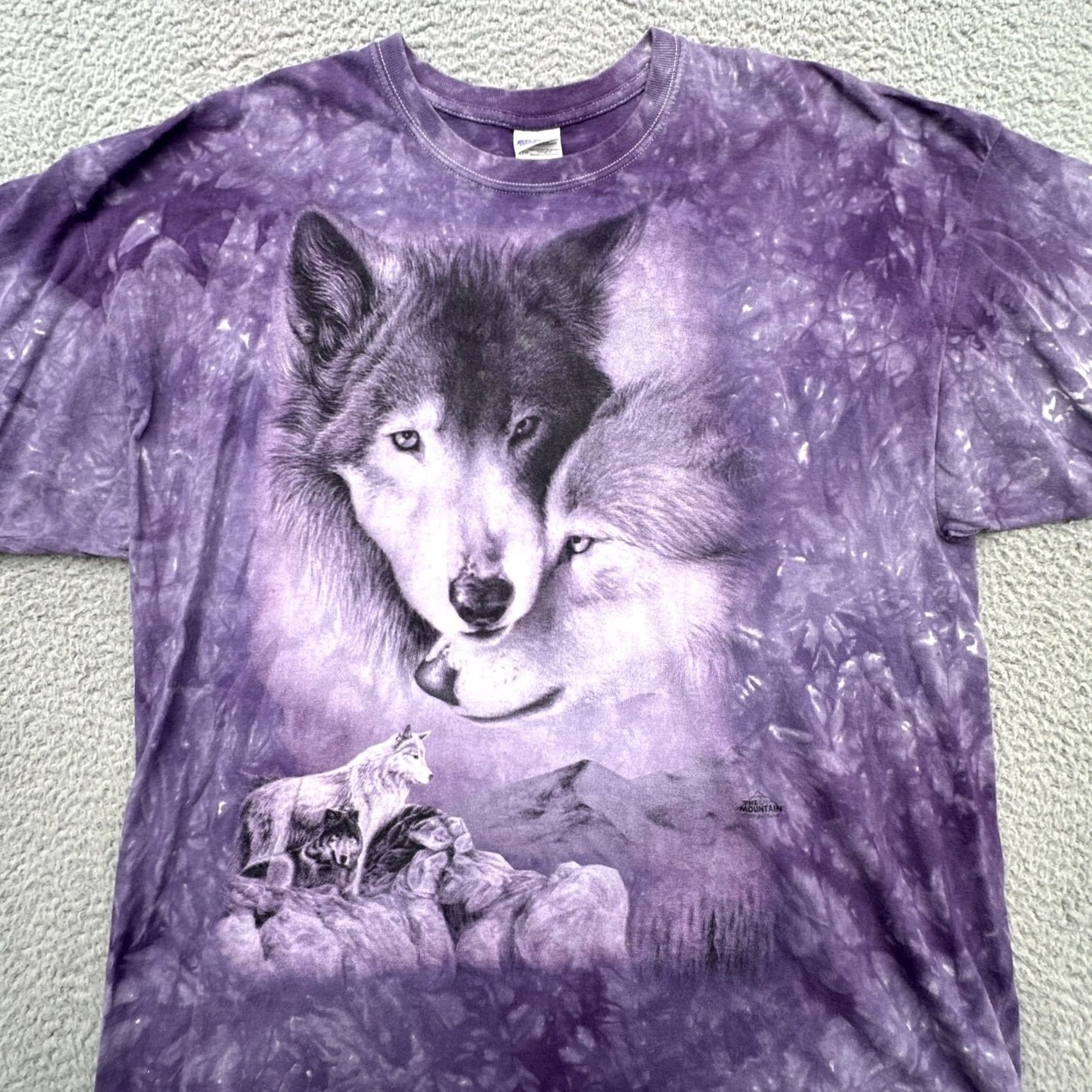Gildan Gildan T-Shirt Mens 2XL Purple Tie Dye Wolf Face Graphic Print Crew Neck Short Sleeve All Seasons 100% Cotton Regular Fit Animals Nature Outdoor Mens Size US XXL / EU 58 / 5 - 3 Thumbnail