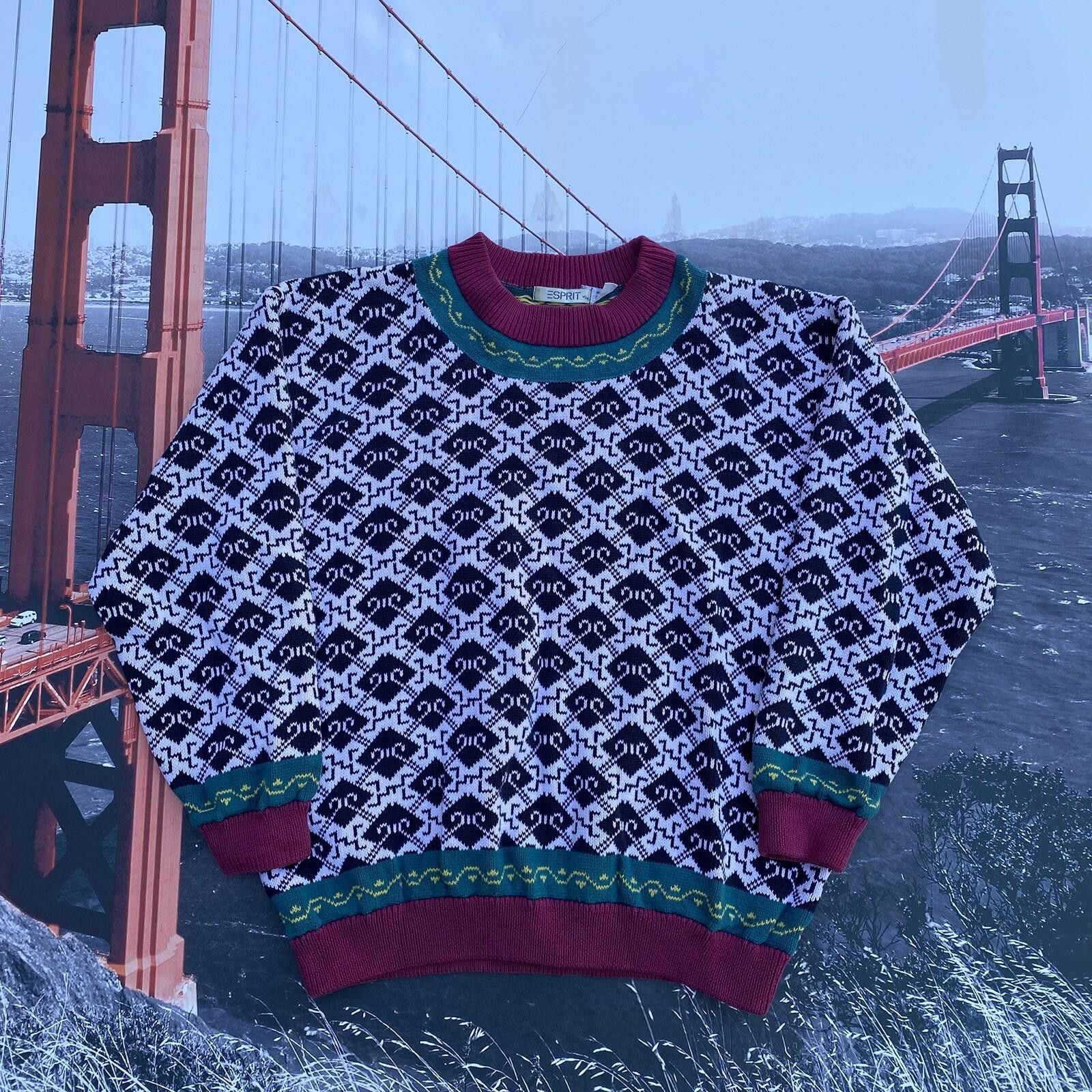 Esprit VTG Esprit Women’s Size M Geometric Abstract Knit Sweater Size M / US 6-8 / IT 42-44 - 1 Thumbnail